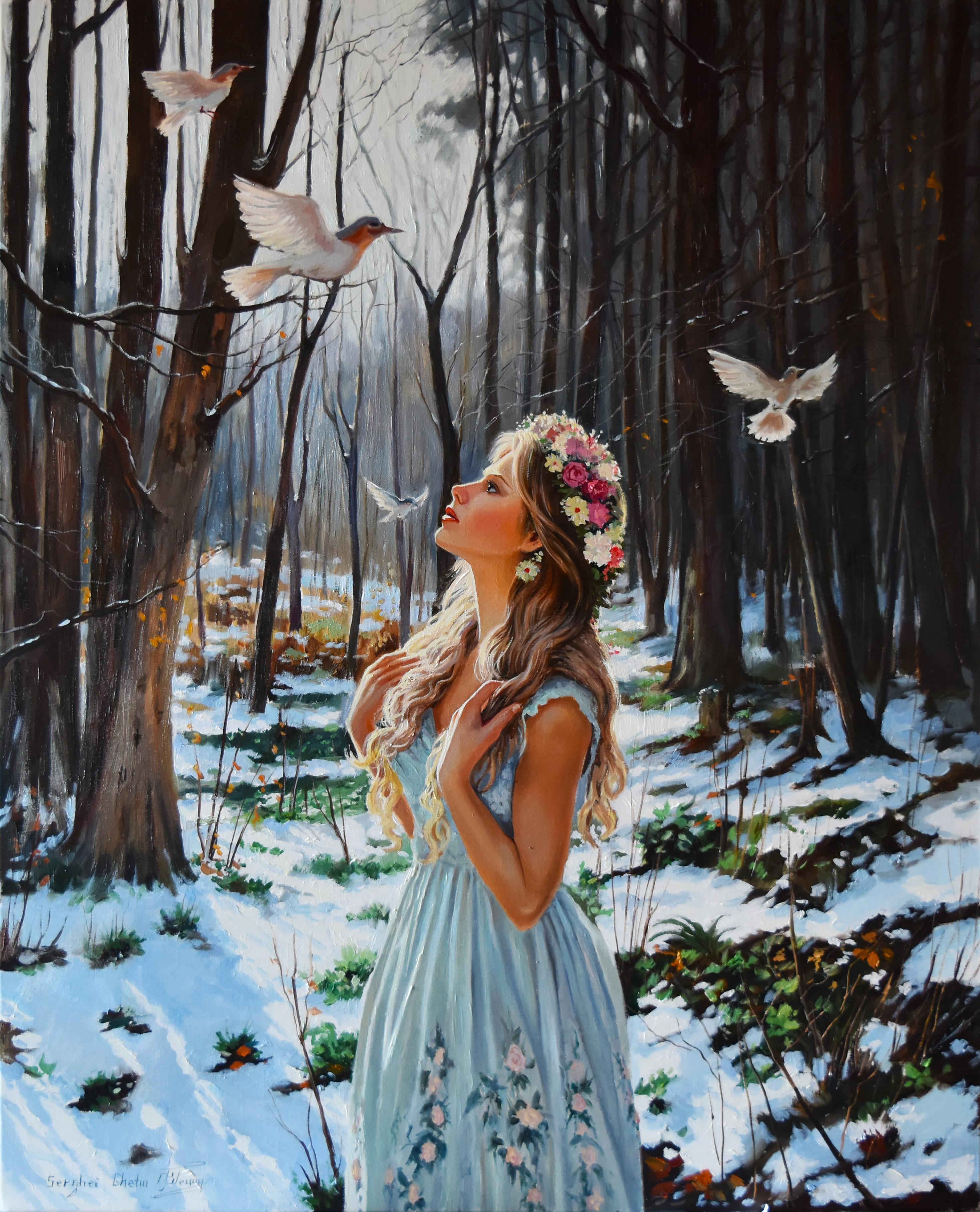 Serghei Ghetiu Figurative Painting - The spring fairy