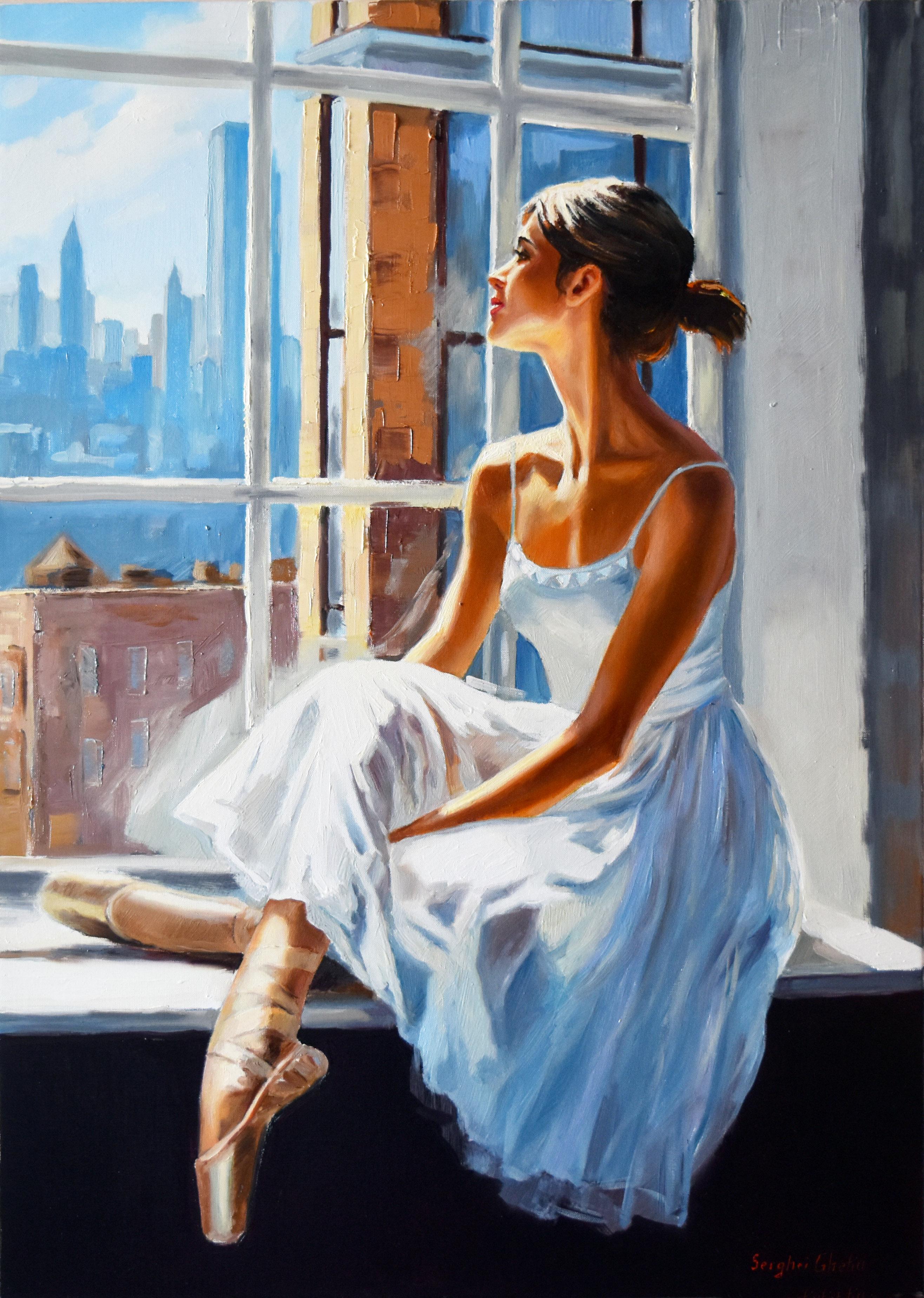 Serghei Ghetiu Figurative Painting - The sunny day at the ballet school
