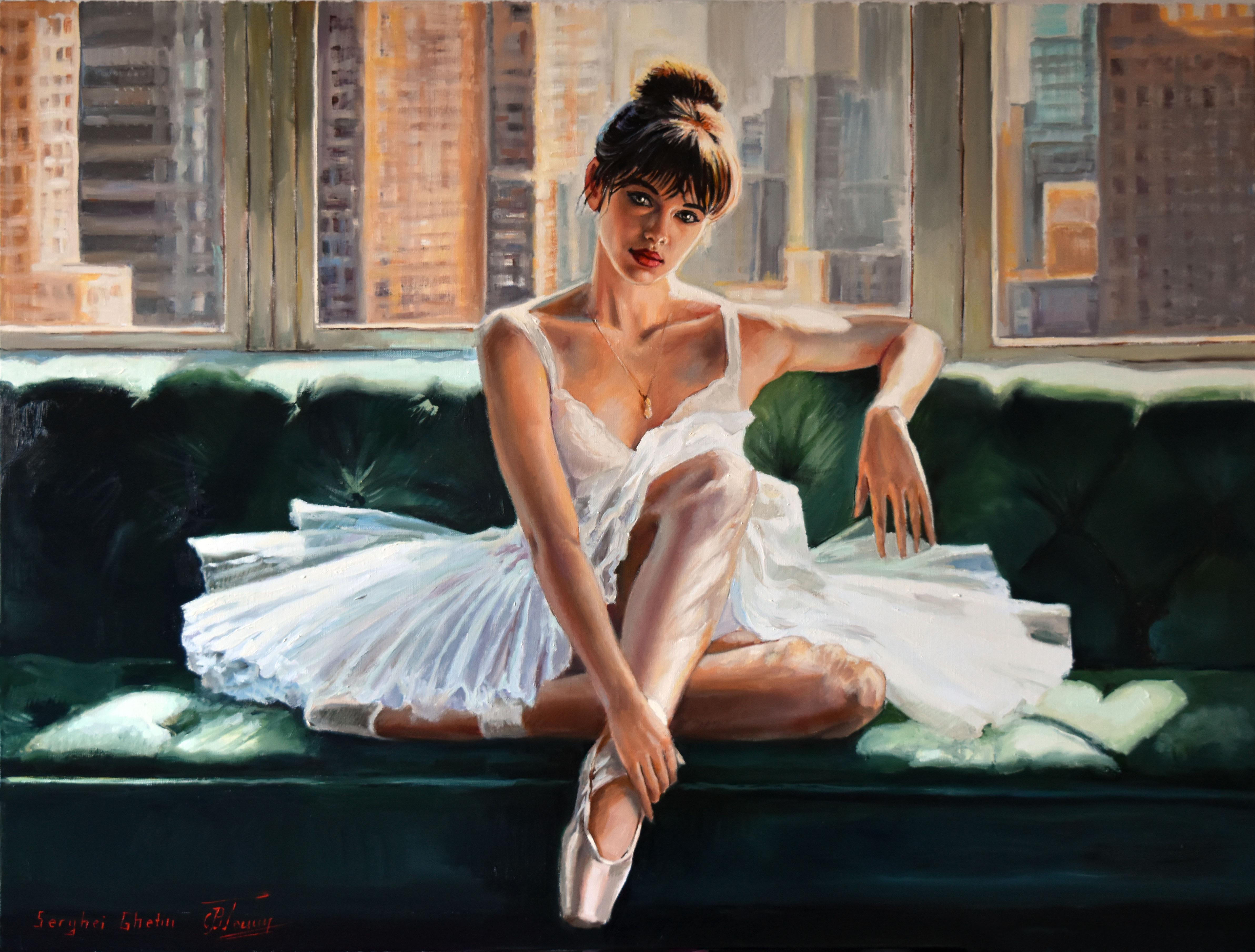 Serghei Ghetiu Figurative Painting – Der sonnige Tag in der Ballettschule II