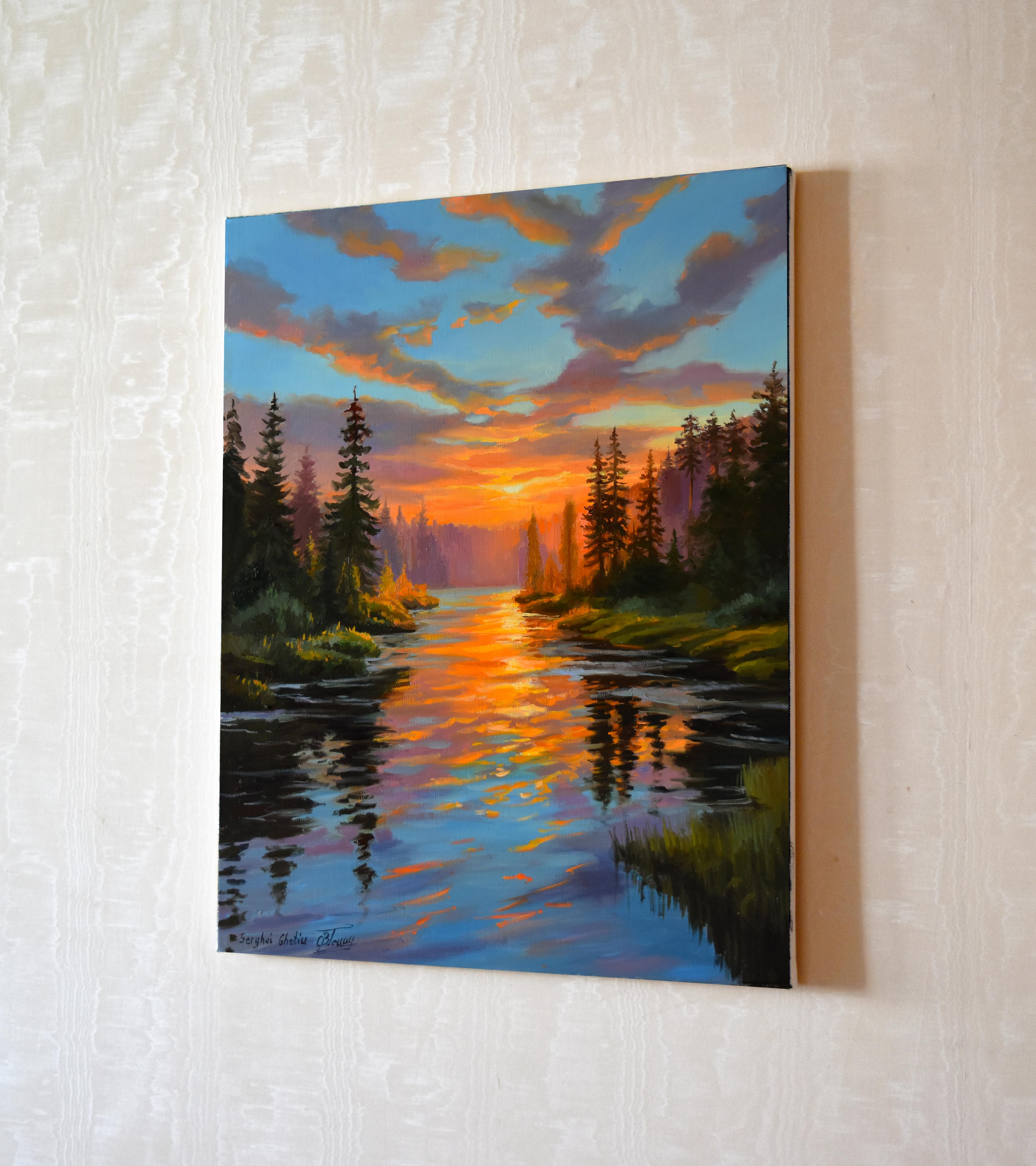 La puesta de sol en el bosque en venta 1