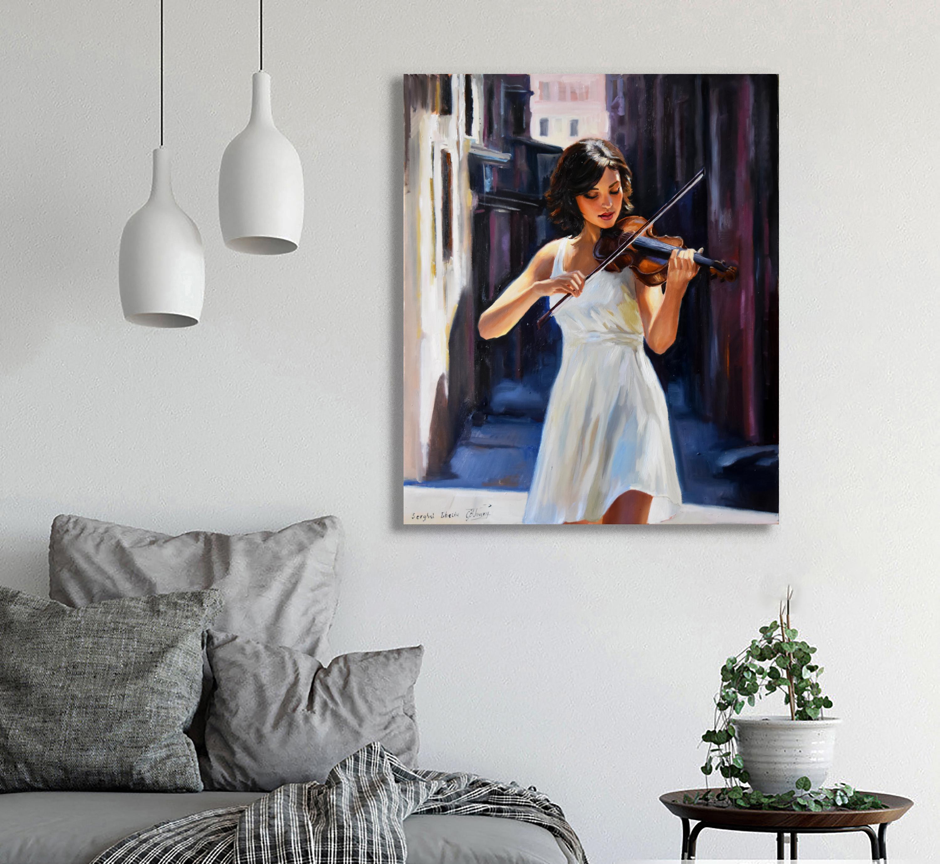 The violin player - Painting by Serghei Ghetiu
