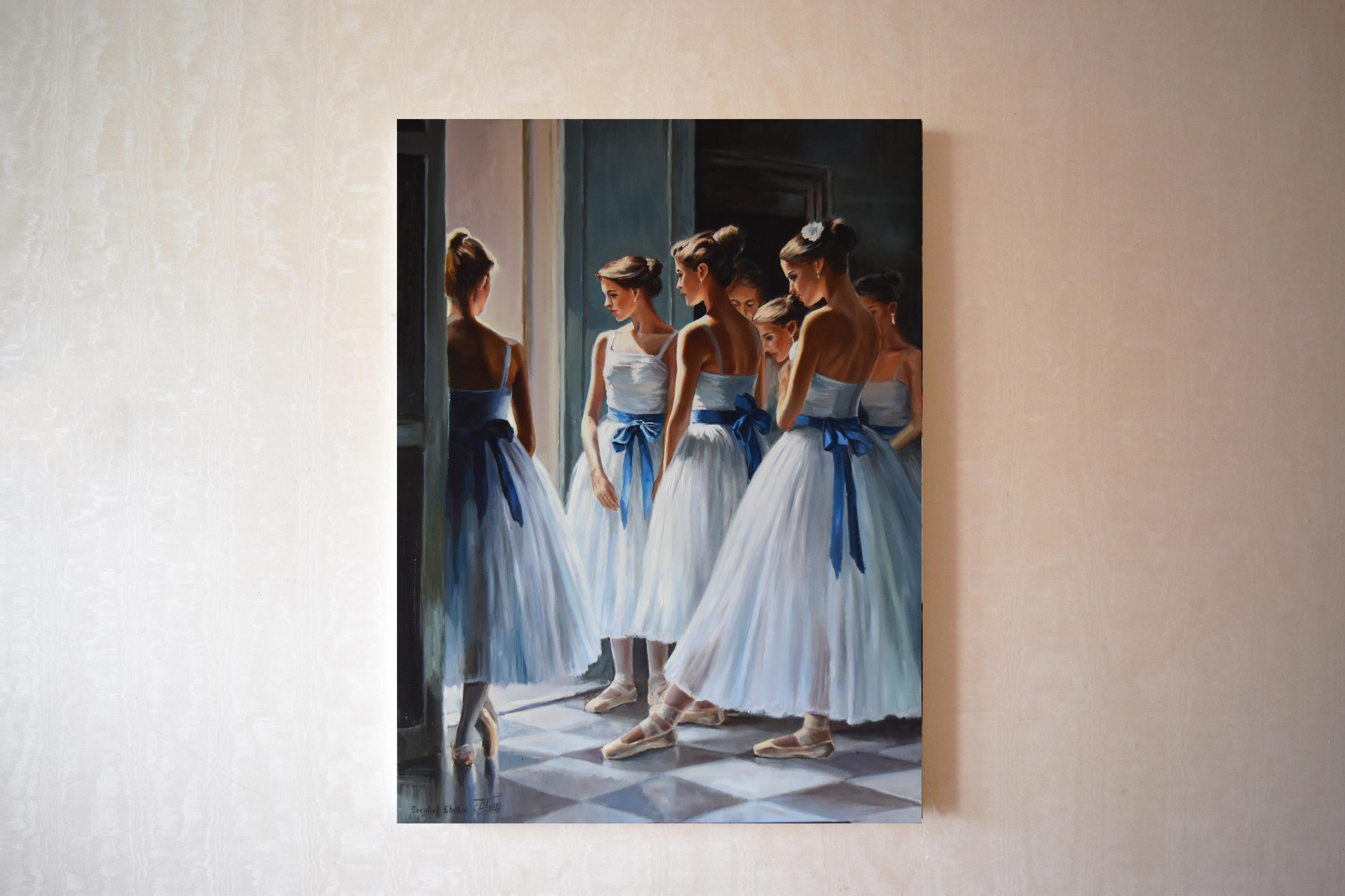 Réflexion sur Dega III - Noir Figurative Painting par Serghei Ghetiu
