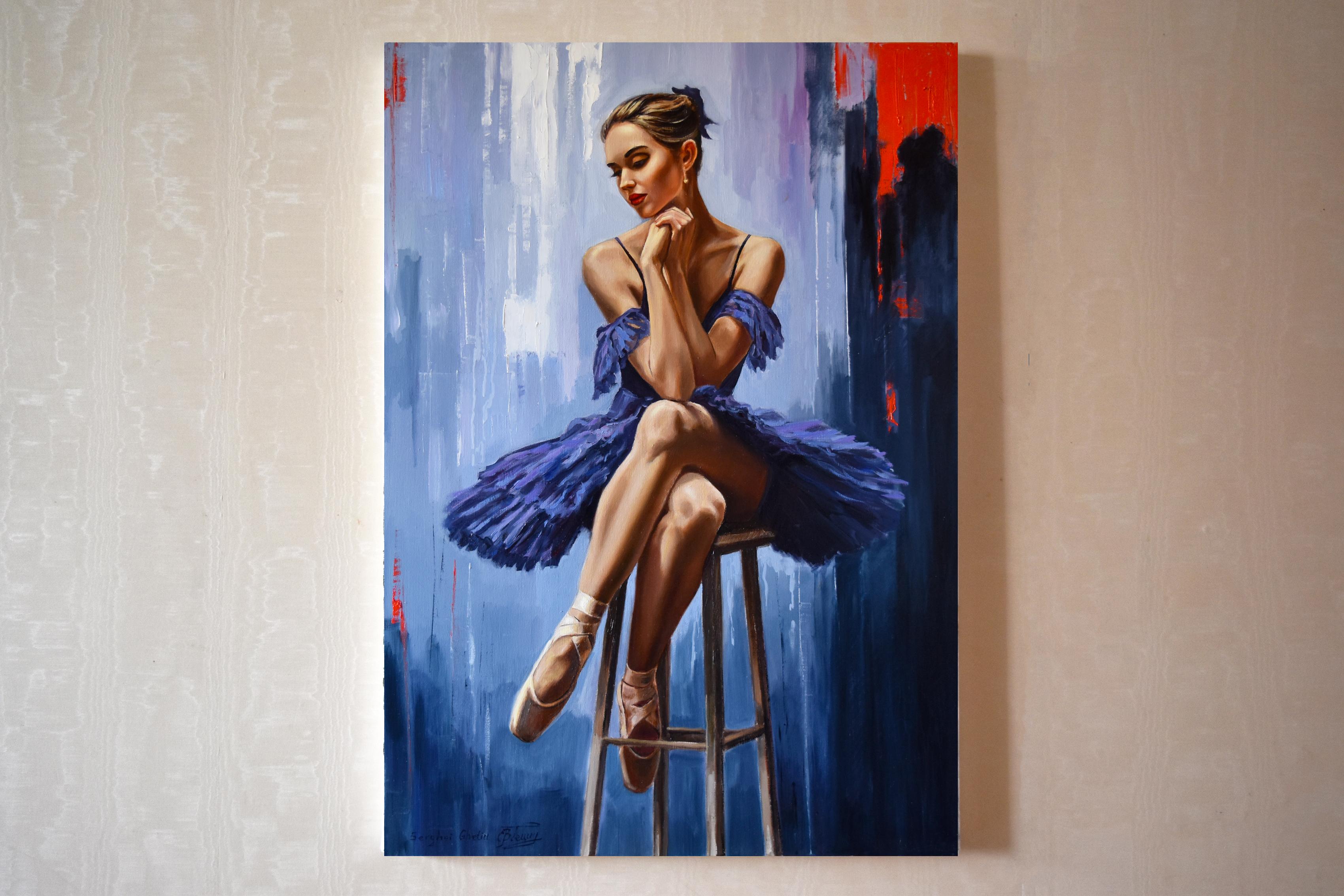 Die Schönheit von Violett (Schwarz), Figurative Painting, von Serghei Ghetiu