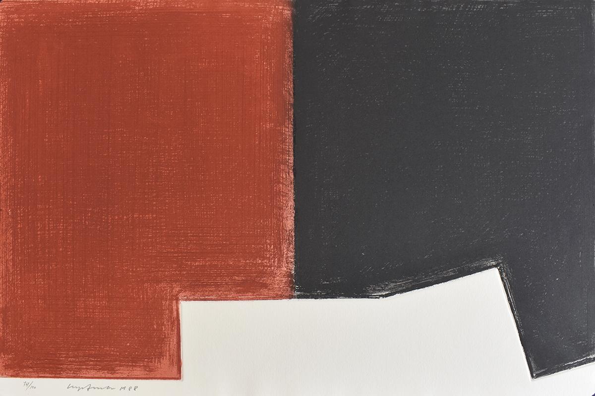 SERGI AGUILAR Abstract Print - Untitled (Red and Black), from: 12th Anniversary Galeria Joan Prats 1976-88