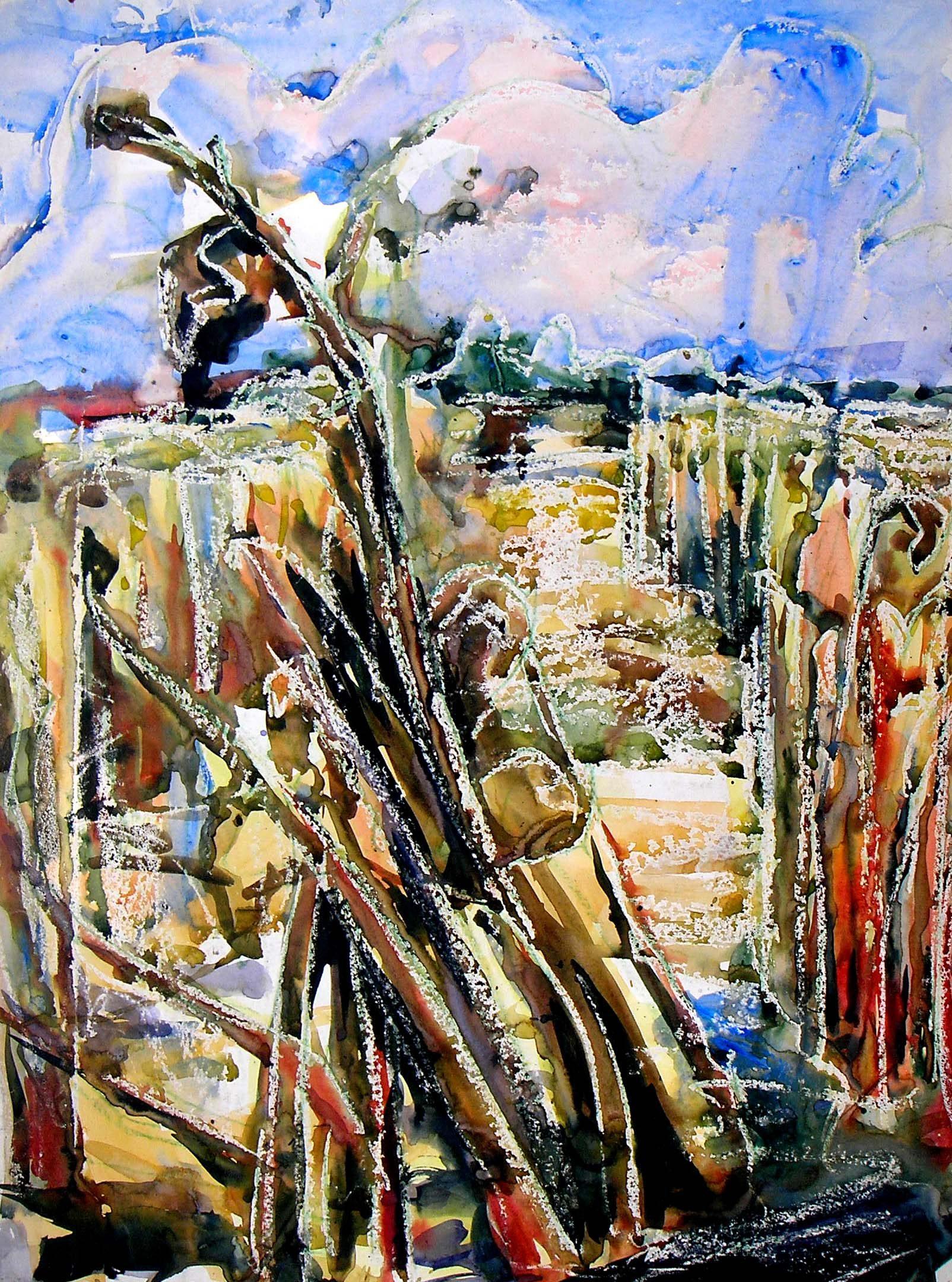 Sergii Druziaka and Sergii Litvinov. ART tandem Landscape Painting - Field of cropped sunflowers.