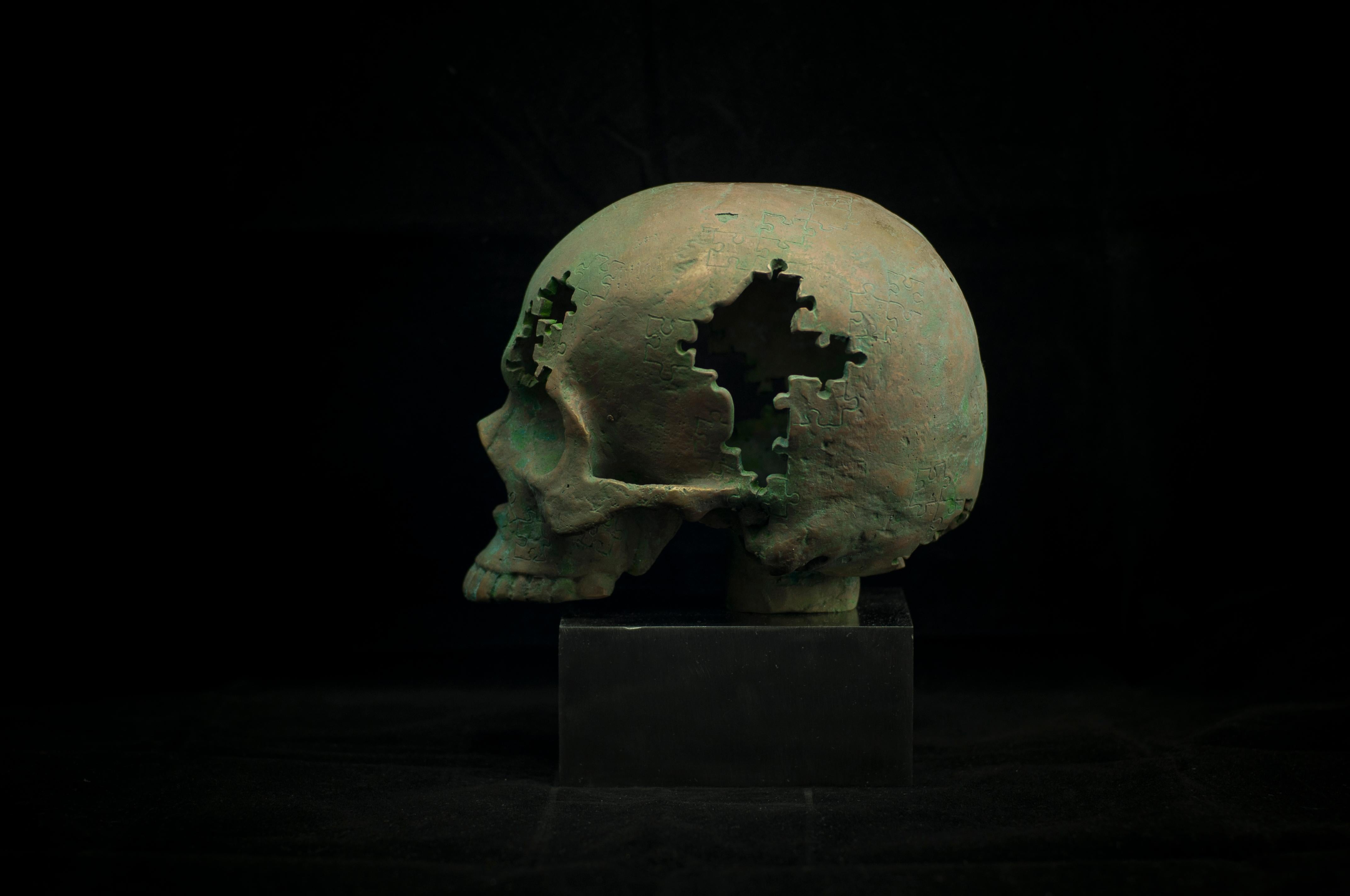 Schädel- Alphabet Nr. Bronze- und Stahl-Skulptur 1/1 von Sergii Shaulis im Angebot 2