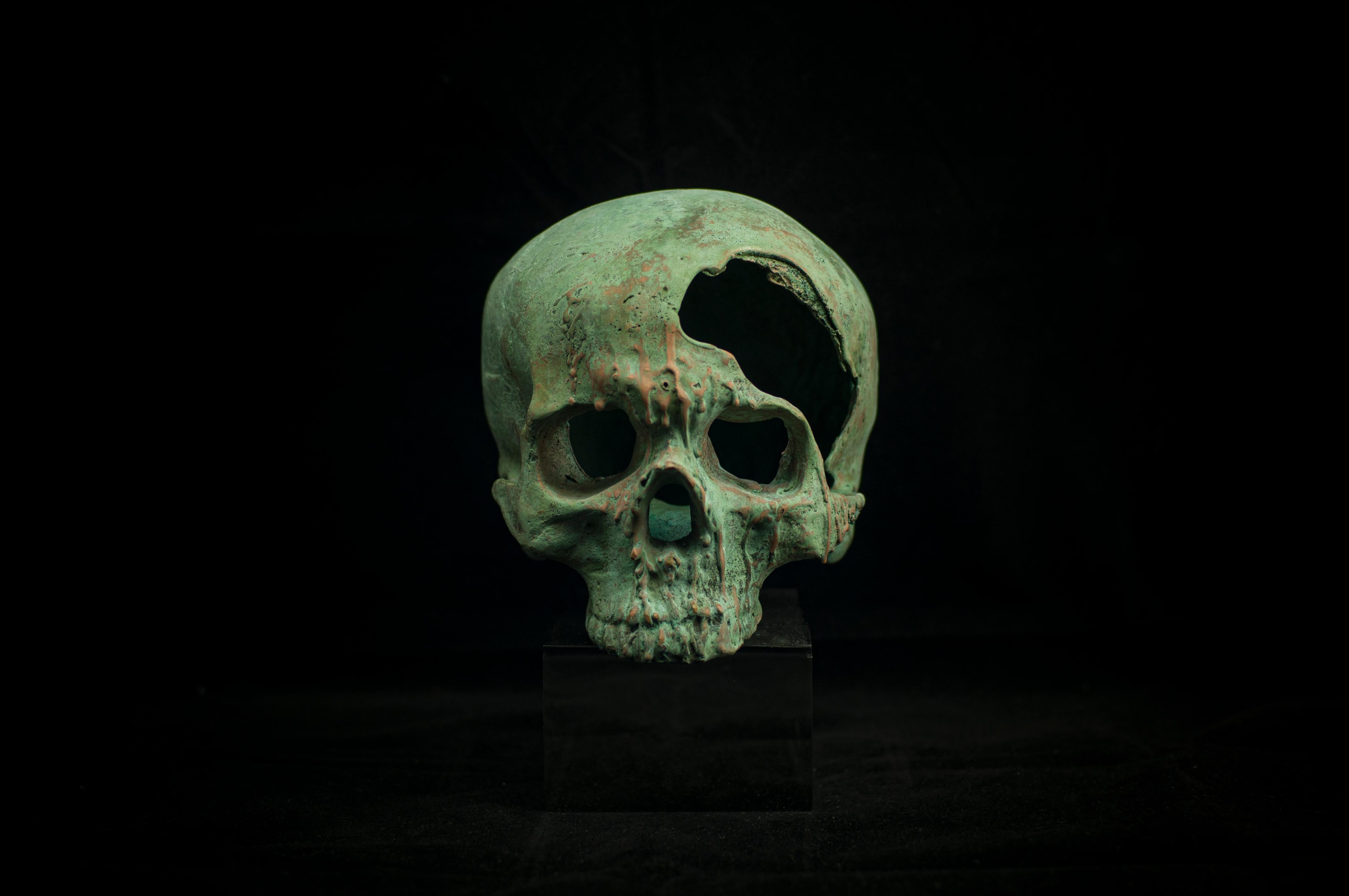 "Skulls Alphabet Nr. J" Bronze and Steel Sculpture 1/1 by Sergii Shaulis