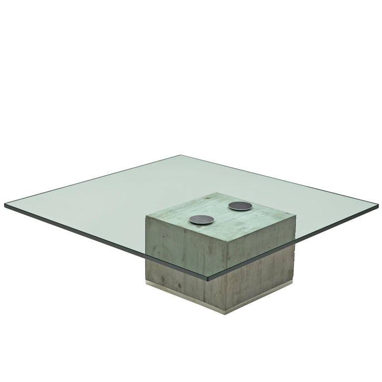 Sergio and Giorgio Saporiti 'Sapo' Coffee Table in Concrete and Glass