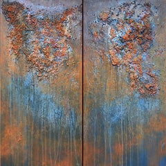 Abstract painting 2116/1 Diptych, Mixed Media on Canvas