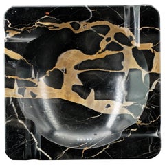 1950s Palmaria Island Black Gold Marble Cigar Ashtray in style of Sergio Asti