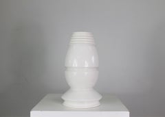 Sergio Asti BBK Vase in White Enameled Ceramic Dated in 1980s Author's Proof