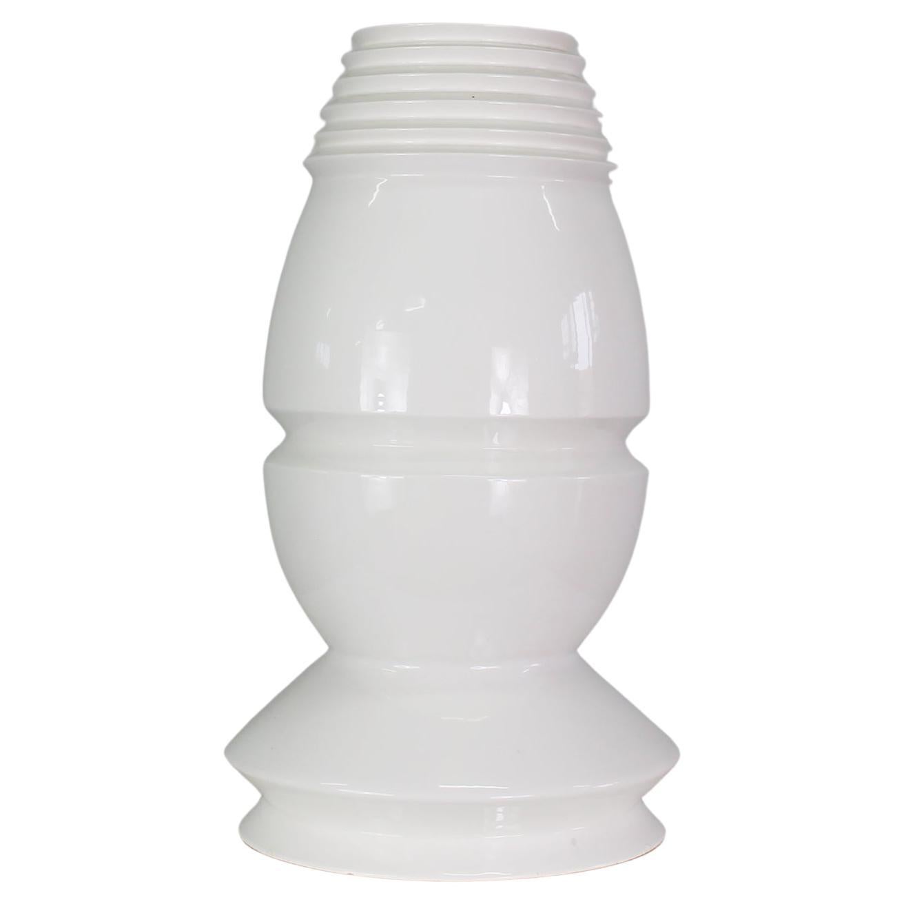 Vaso BBK di Sergio Asti in ceramica smaltata bianca datato negli anni '80 Prova d'autore