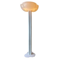 Sergio Asti Bilumen Trifoglio White Metal Plexiglass Floor Lamp Italy 1970