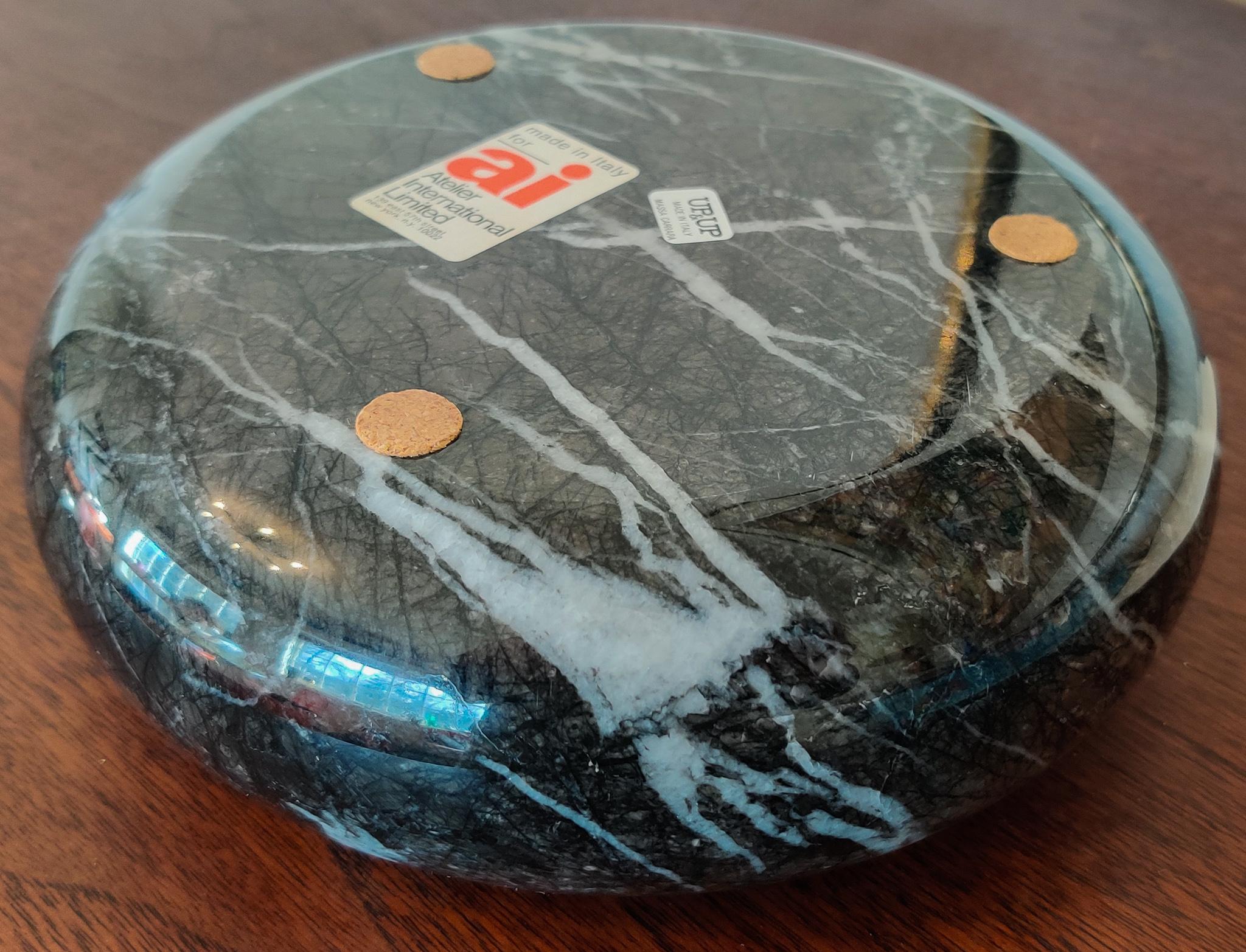 Sergio Asti Black & White Veined Marble Bowl for Up & Up In Good Condition For Sale In Philadelphia, PA