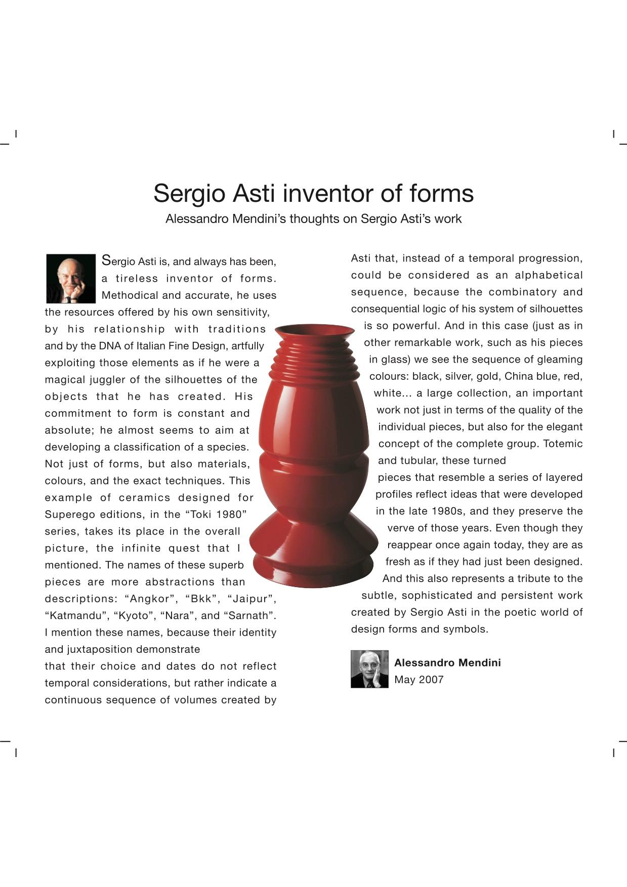 Céramique Vase modèle Nara de Sergio Asti pour Superego Editions en vente