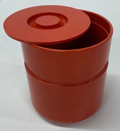 Sergio Asti Designed Red Ice Bucket for Heller, 1970s
