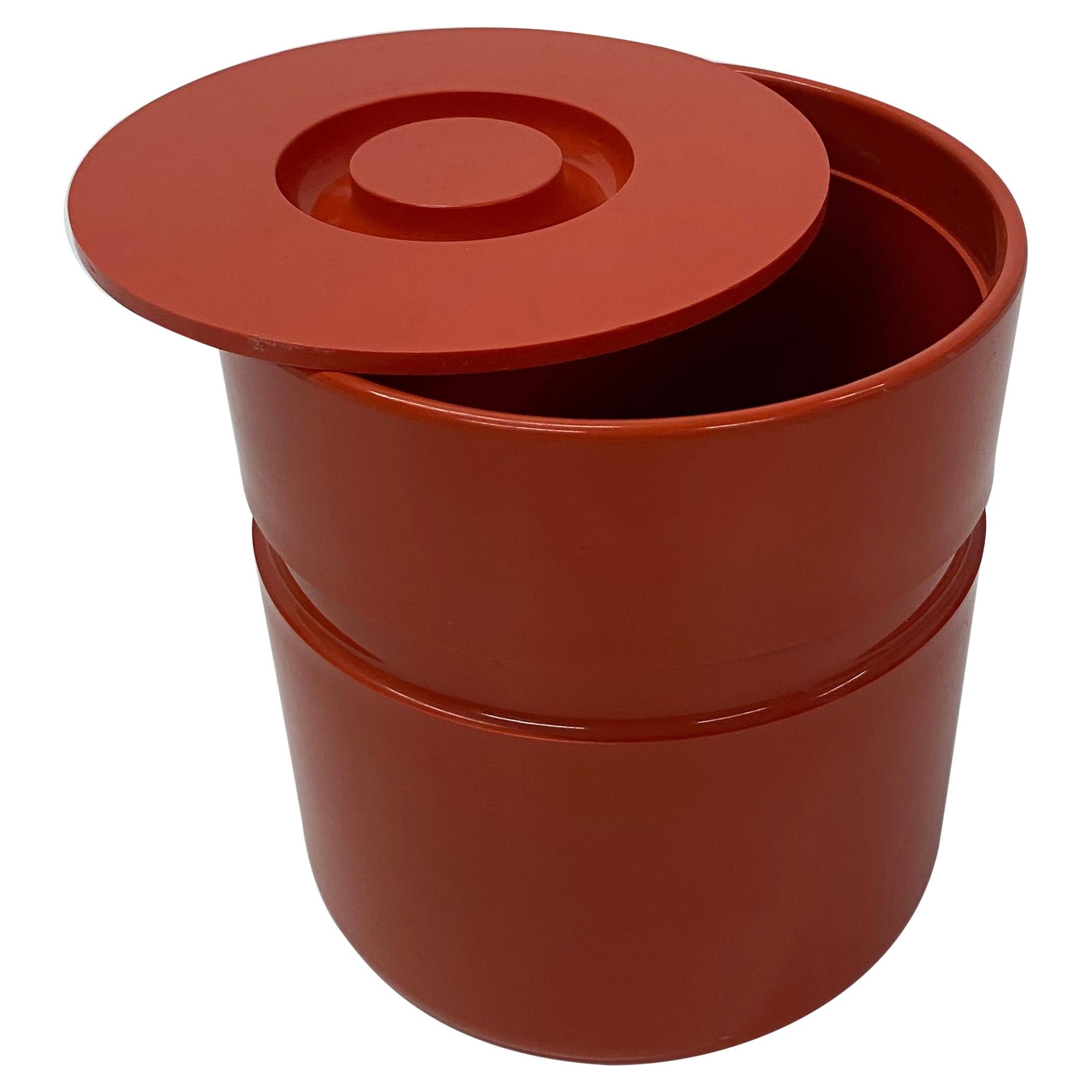 Sergio Asti Designed Red Ice Bucket for Heller, 1970s
