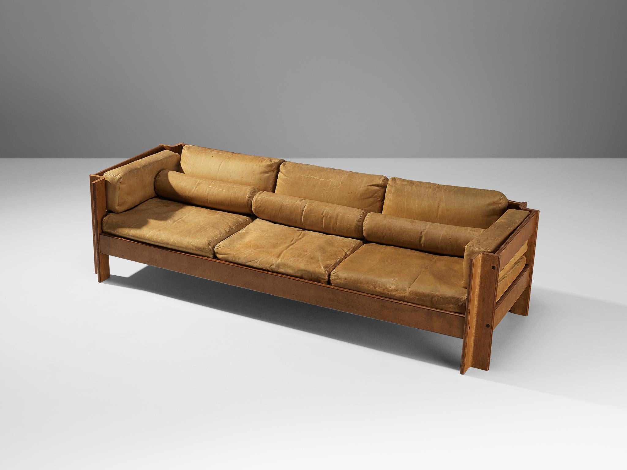 Mid-Century Modern Sergio Asti for Poltronova 'Zelda' Sofa in Walnut and Leather