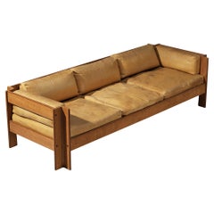 Sergio Asti for Poltronova 'Zelda' Sofa in Walnut and Leather