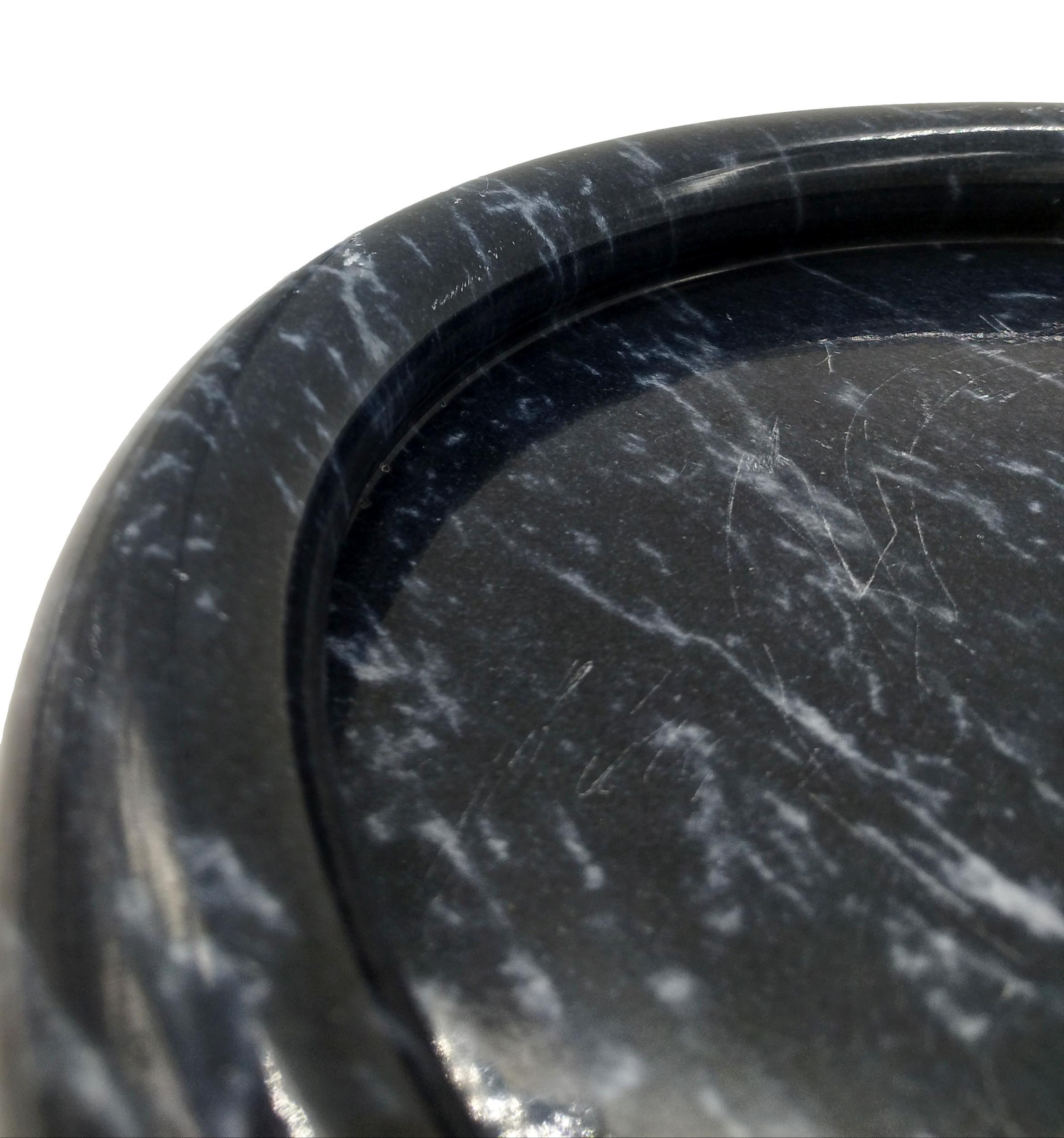 Mid-Century Modern Sergio Asti for Up & Up Black Marble Bowl or Ashtray, Italy, 1970s