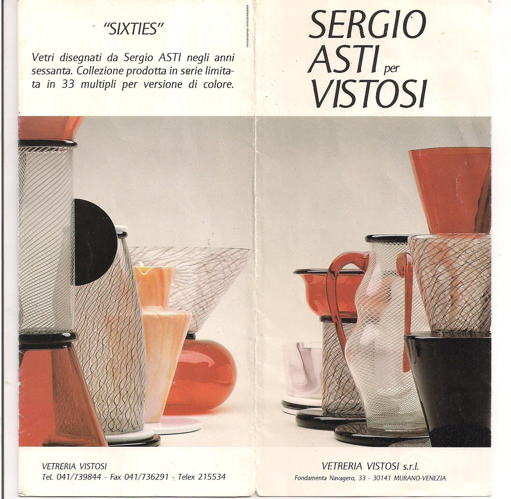 20th Century Sergio Asti for Vistosi Sixties Collection Luigiona & Lingham Murano Glass Vases For Sale