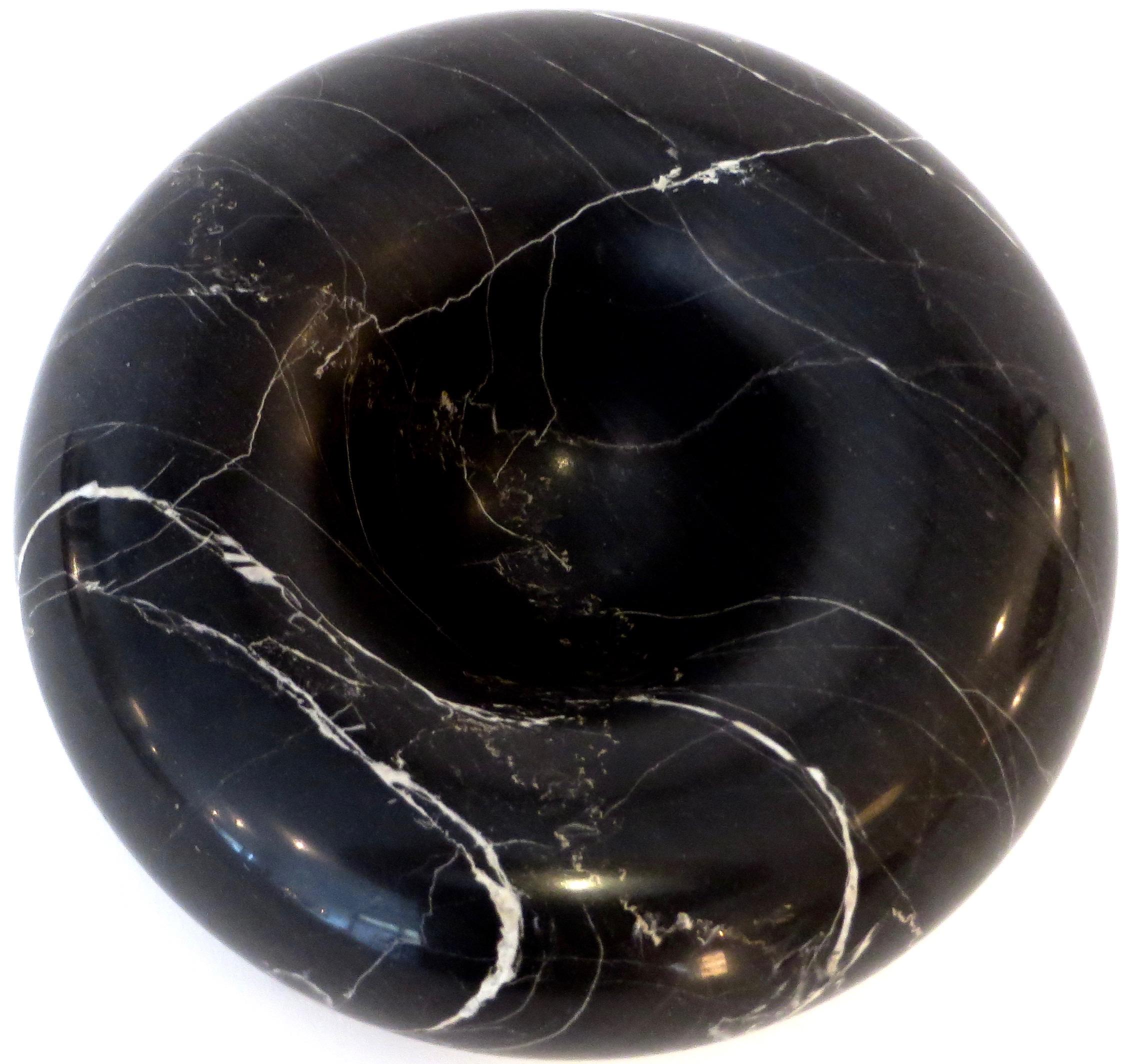 Sergio Asti Italian Nero Marquina Black Marble Bowl for Up&Up with Label 6