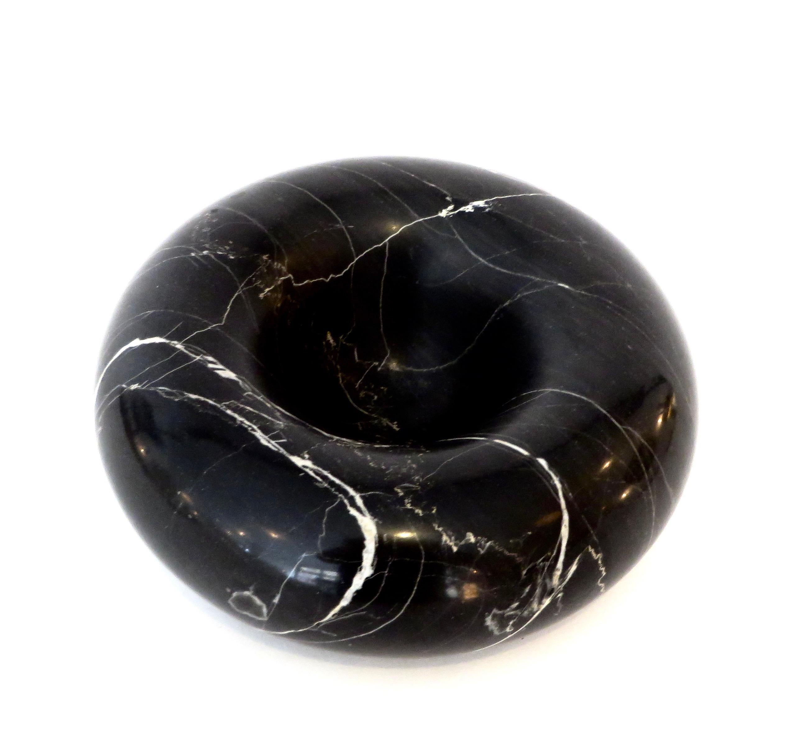 Sergio Asti Italian Nero Marquina Black Marble Bowl for Up&Up with Label In Excellent Condition In Chicago, IL