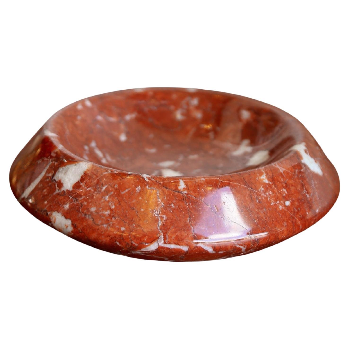Sergio Asti Italian Red Marble Bowl, Mid-Century Modern, 1970s Design