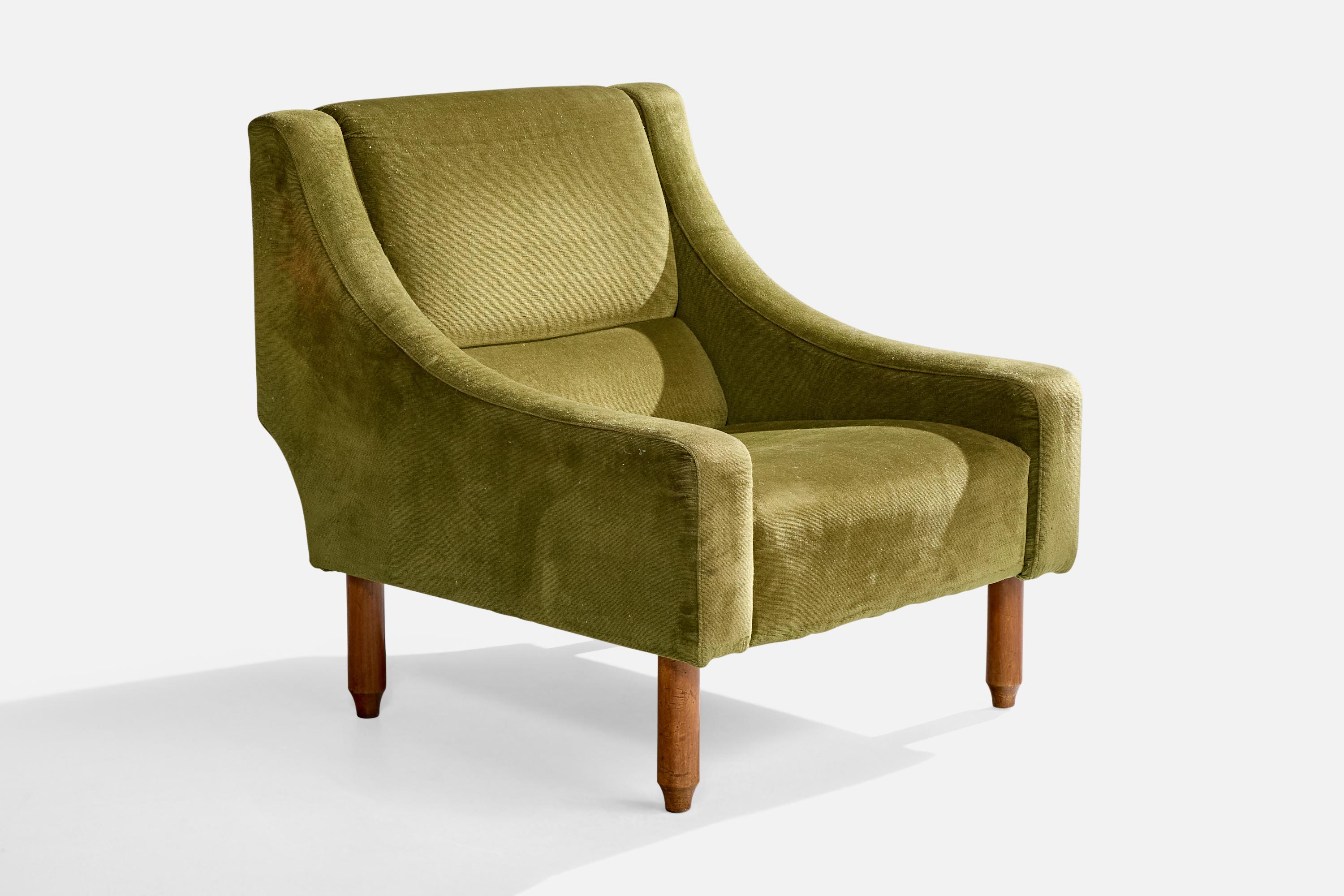 Sergio Asti, Loungesessel, Holz, Samt, Italien, 1960er Jahre im Zustand „Relativ gut“ im Angebot in High Point, NC