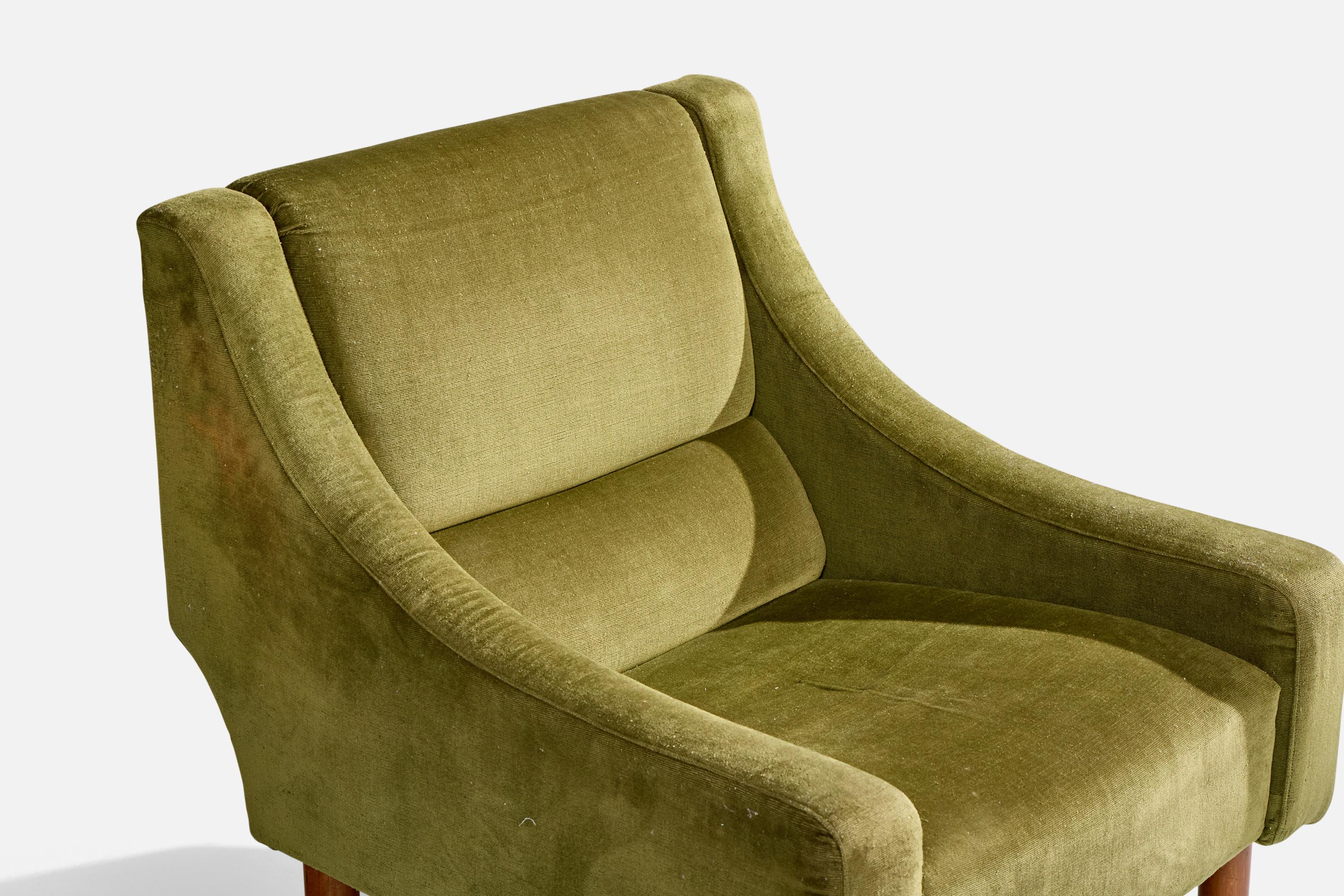 Sergio Asti, Loungesessel, Holz, Samt, Italien, 1960er Jahre im Angebot 2
