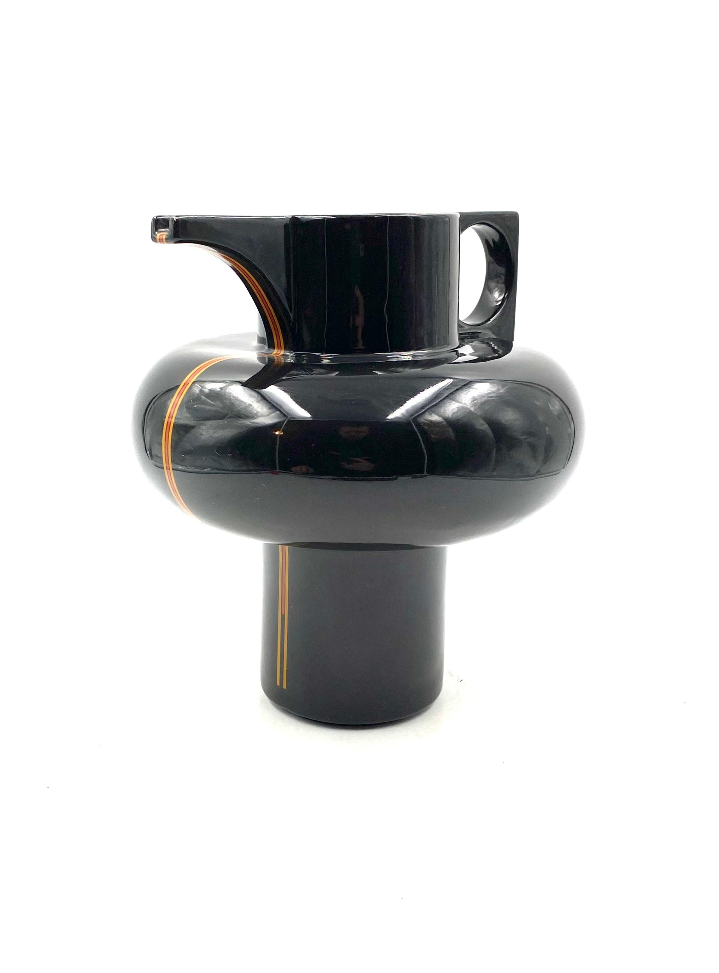 Sergio Asti, Modern black ceramic vase / pitcher, Cedit Italy 1969 For Sale 8