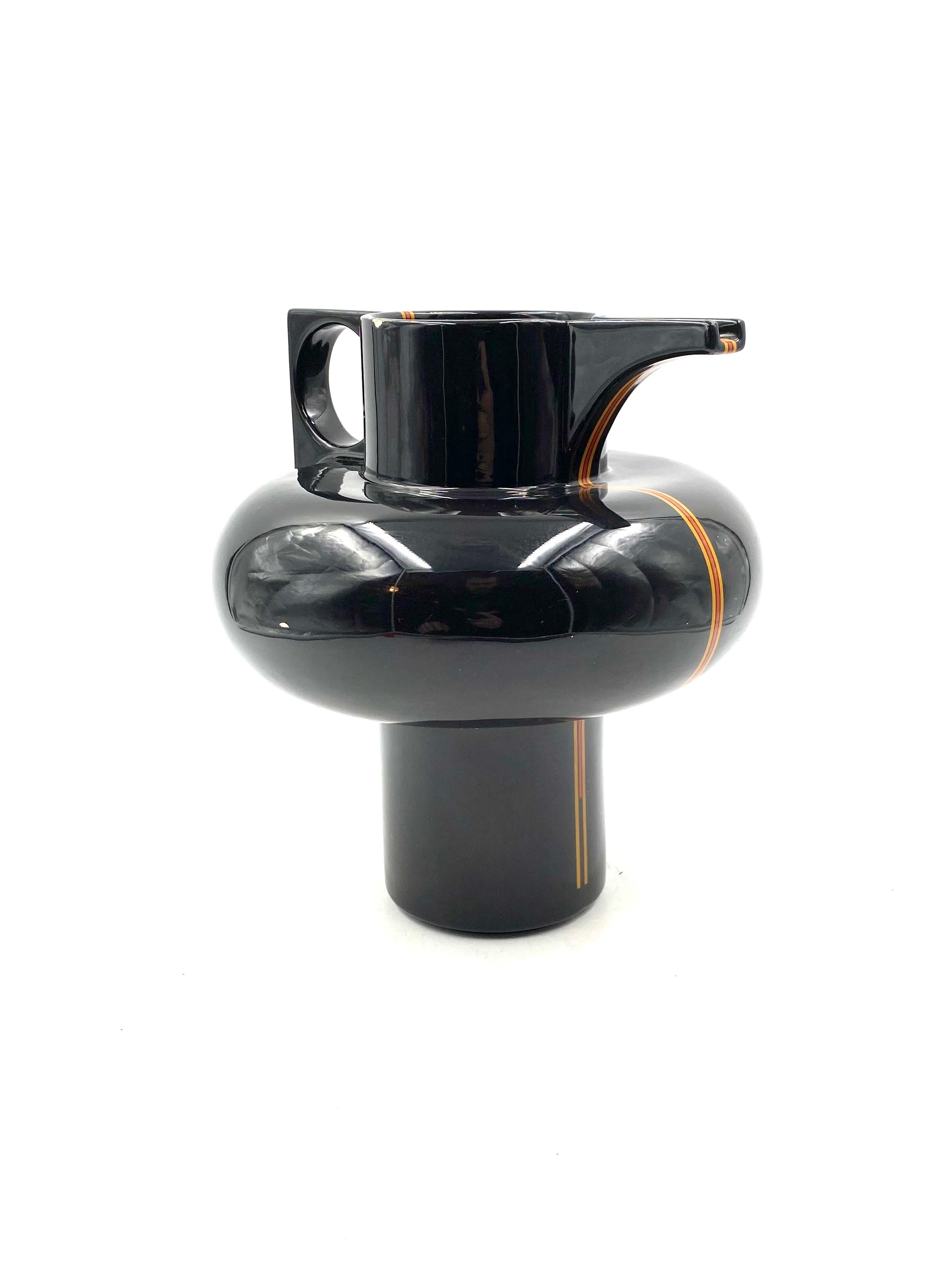 Sergio Asti, Modern black ceramic vase / pitcher, Cedit Italy 1969 For Sale 10
