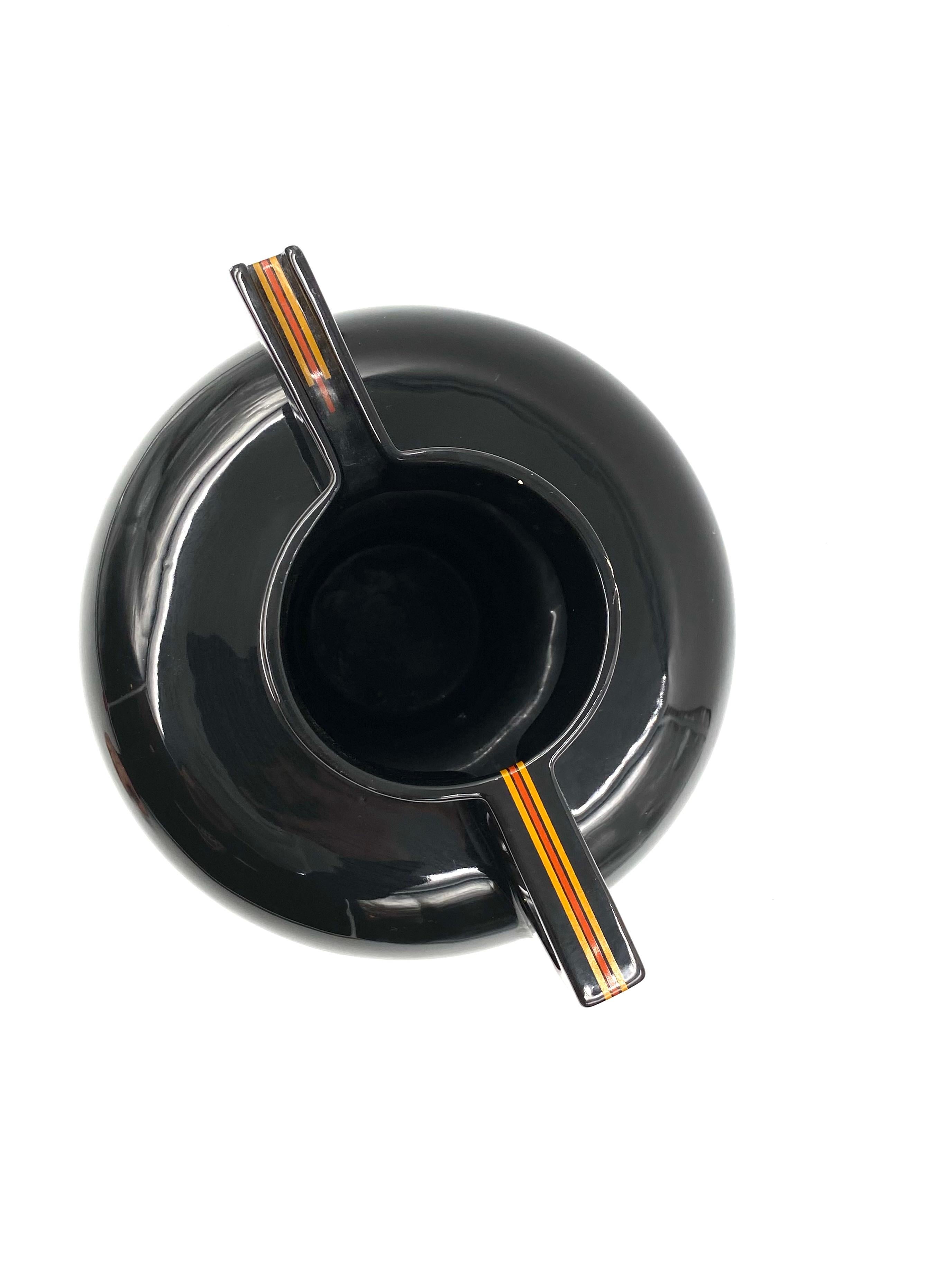 Sergio Asti, Modern black ceramic vase / pitcher, Cedit Italy 1969 For Sale 1