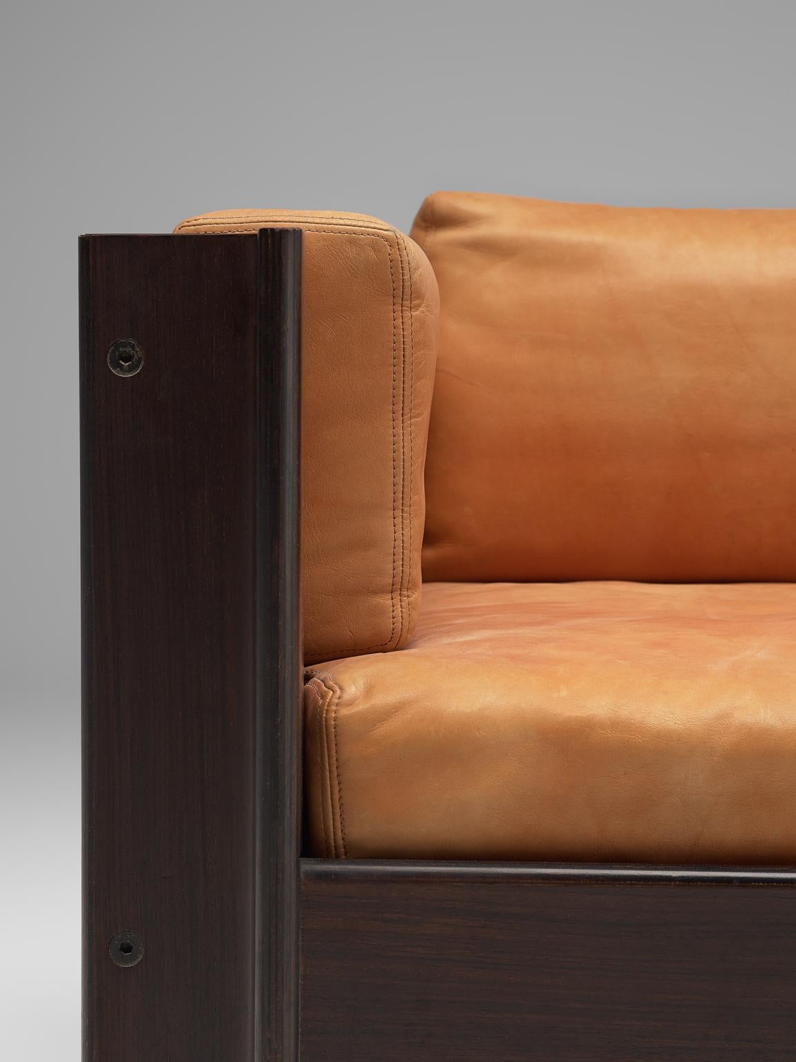 Sergio Asti Pair of 'Zelda' Lounge Chairs in Cognac Leather 1