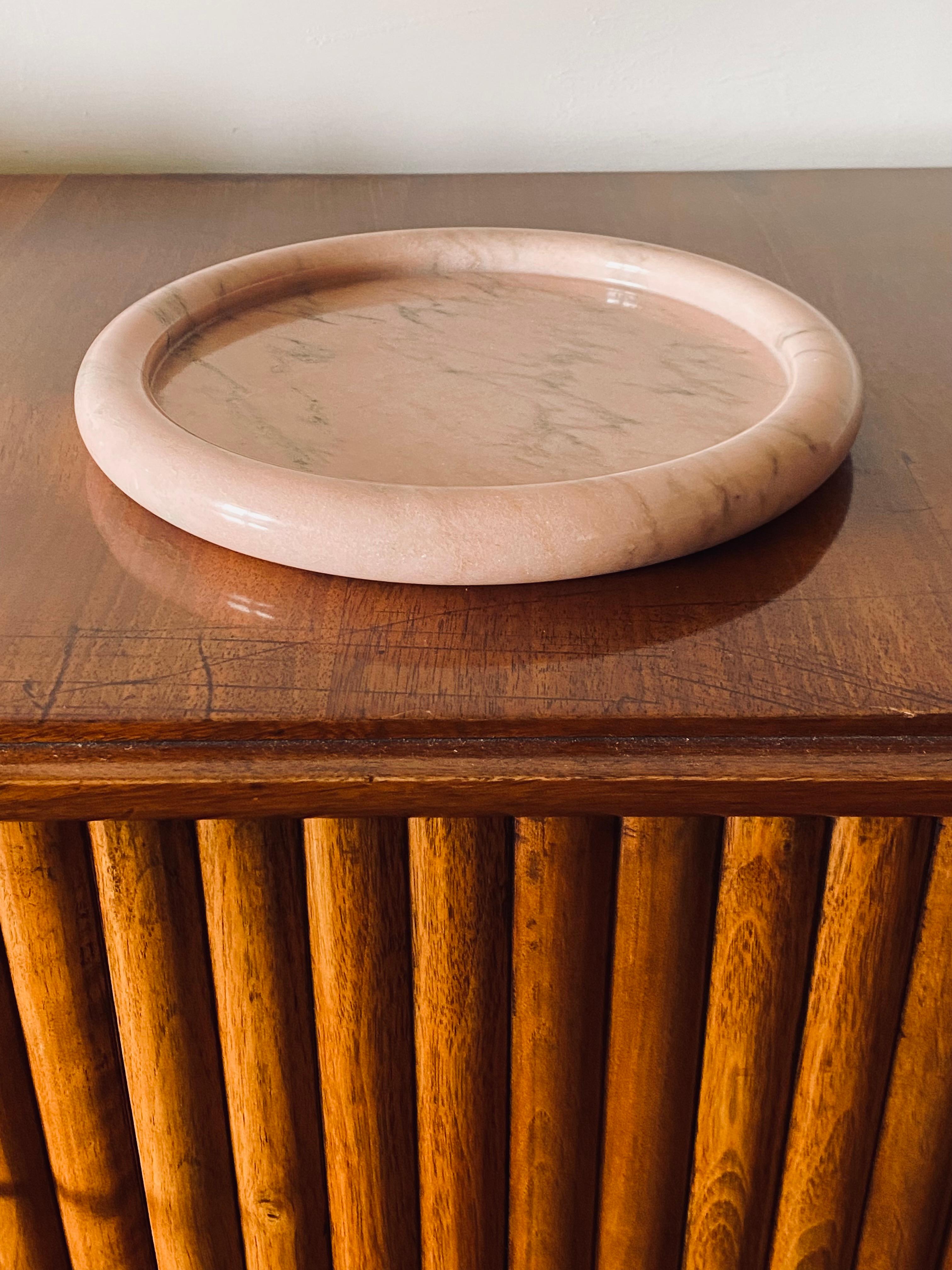 Sergio Asti, Pink Portuguese Marble Centerpiece / Tray, Up&Up Italy, 1970s For Sale 9