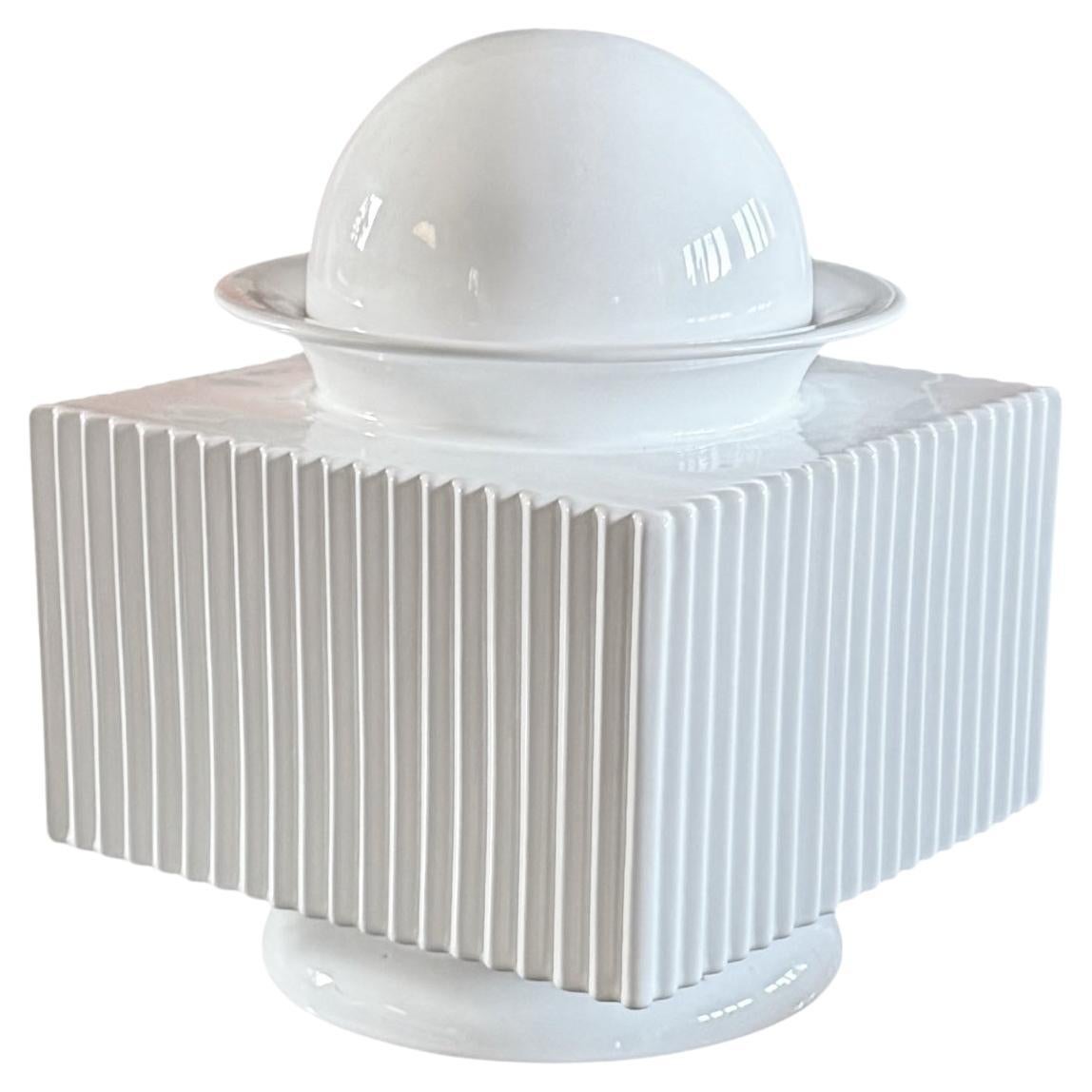 Sergio Asti, postmodern white ceramic vase, Cedit Italy 1970s