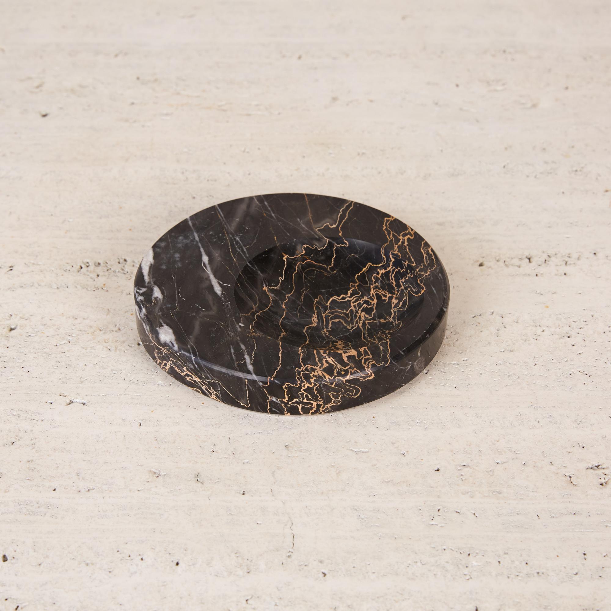 Sergio Asti Style Nero Marquina Marble Bowl In Excellent Condition In Los Angeles, CA