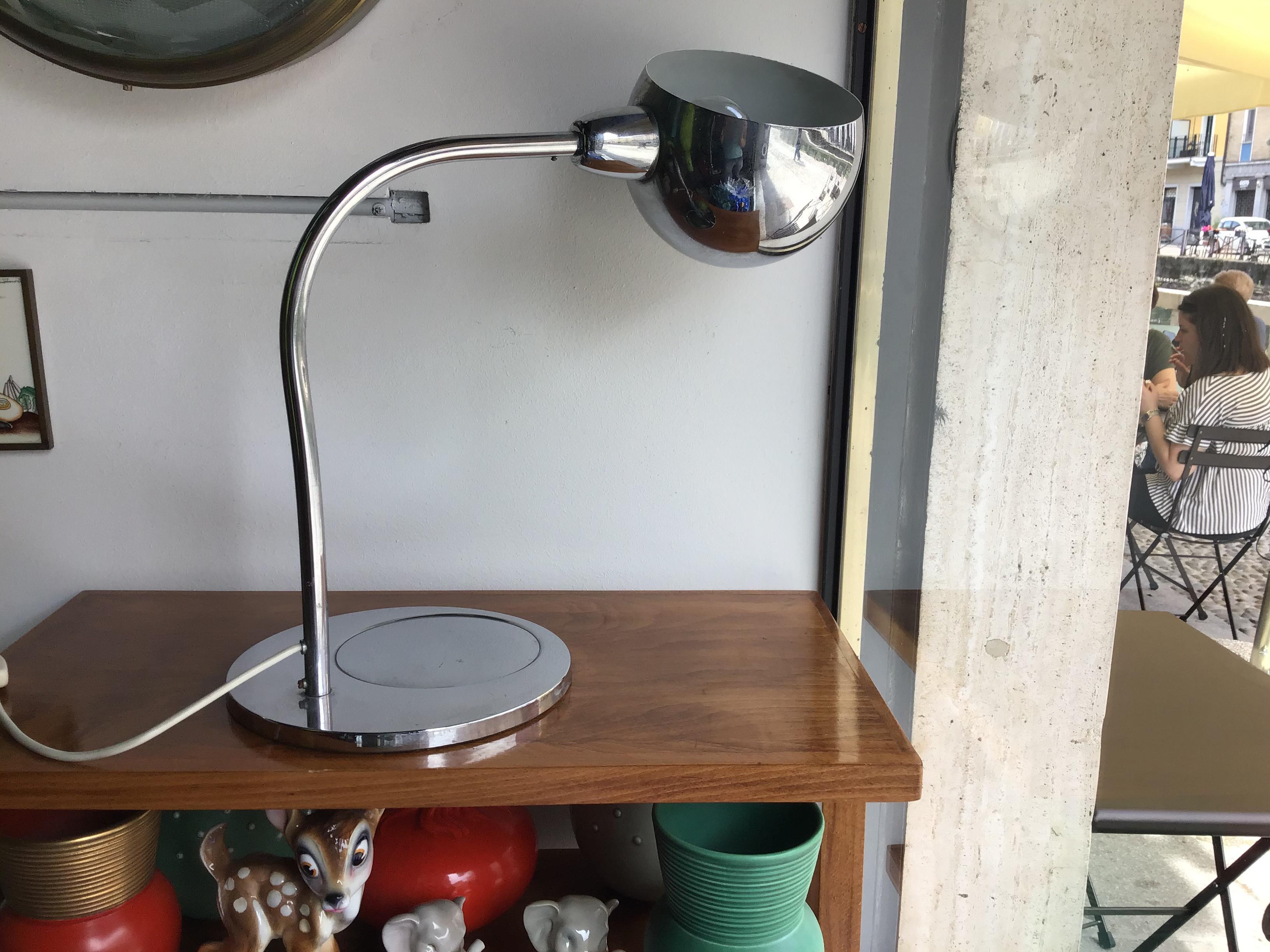 Italian Sergio Asti Table Lamp Metal Crome, 1968, Italy For Sale