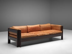 Sergio Asti 'Zelda' Dreisitziges Sofa aus cognacfarbenem Leder