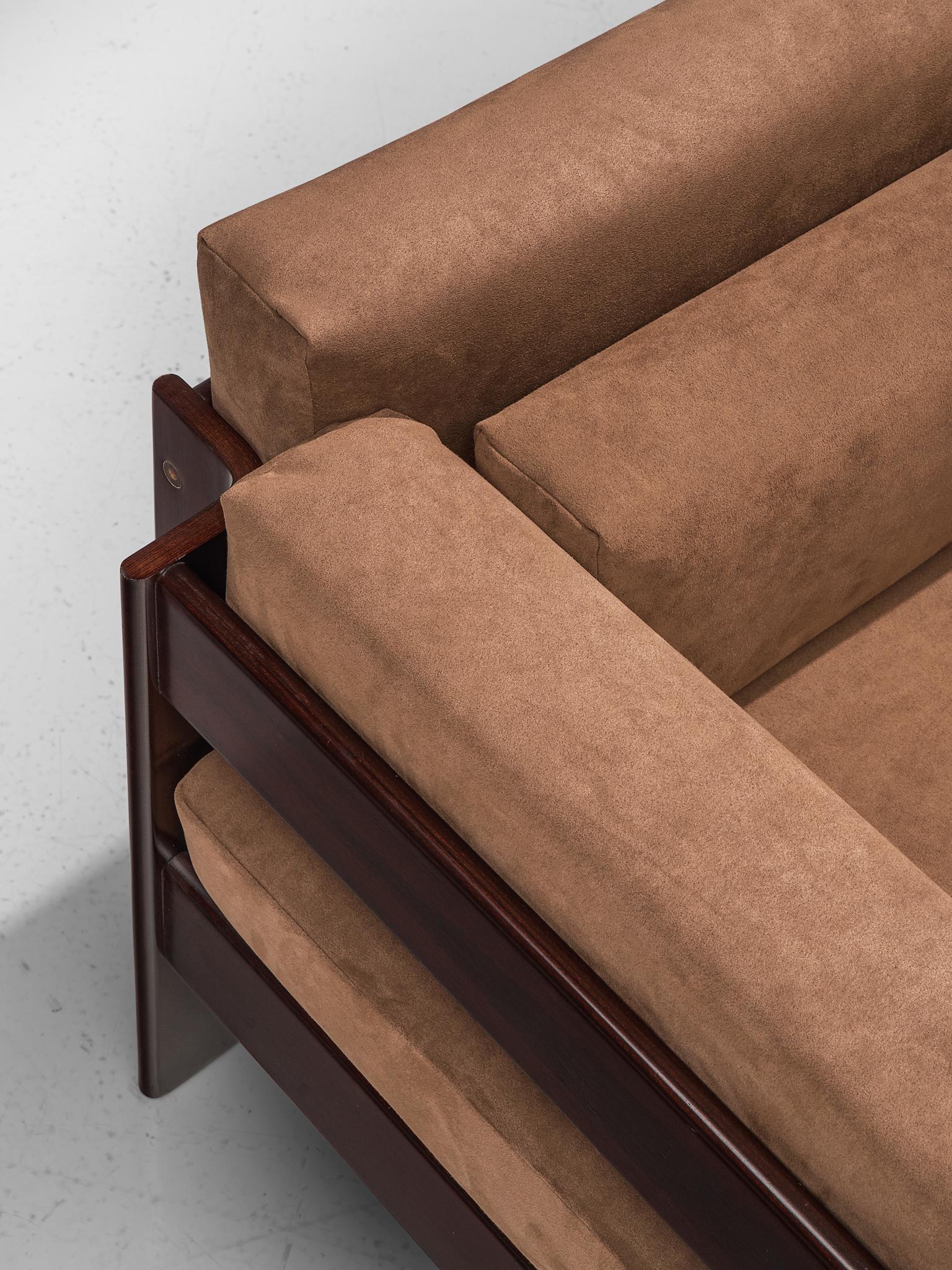 Sergio Asti 'Zelda' Two-Seat Sofa with Taupe Fabric 2