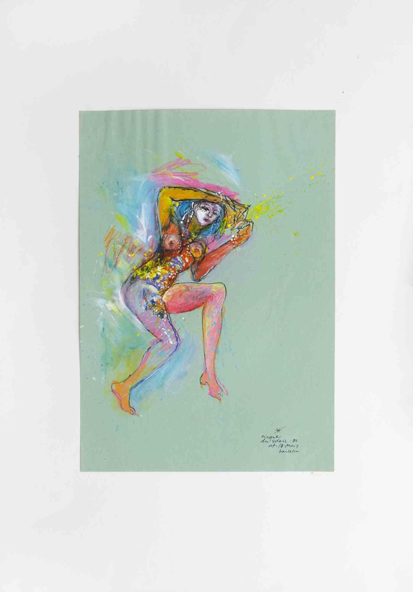 Cirque du Soleil n.32 - Mixed Media and Collage by Sergio Barletta - 1995