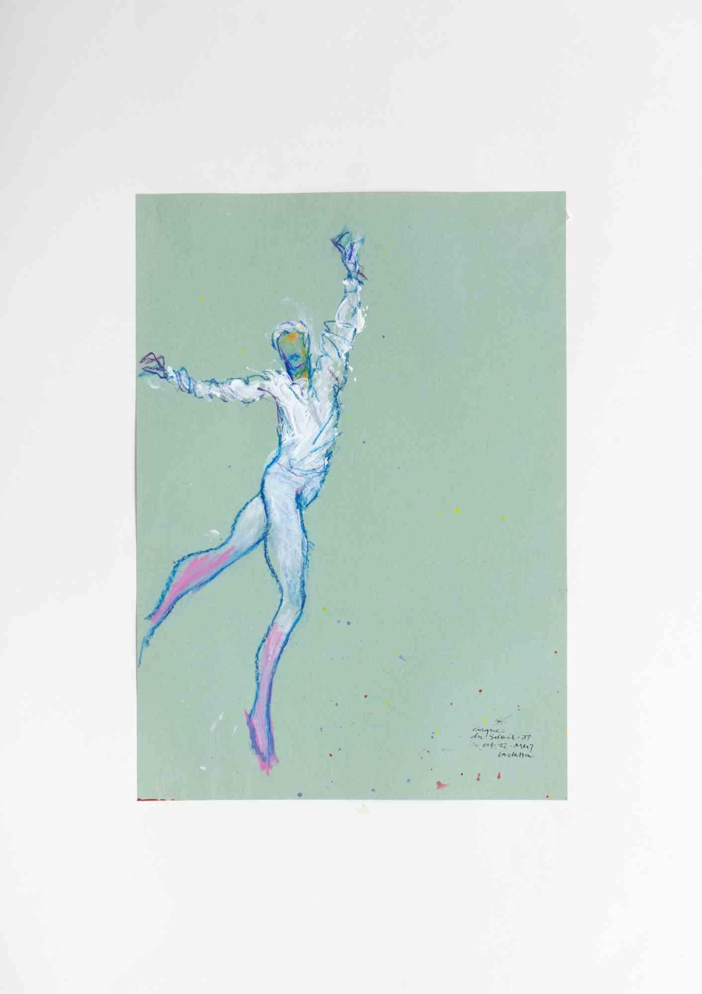 Hand Signed. Mixed technique and collage on cardboard. Passepartout included.

This artwork is from the series "Cirque du Soleil" that the Italian artist Sergio Barletta dedicated to Canadian entertainment company famous all over the world. The