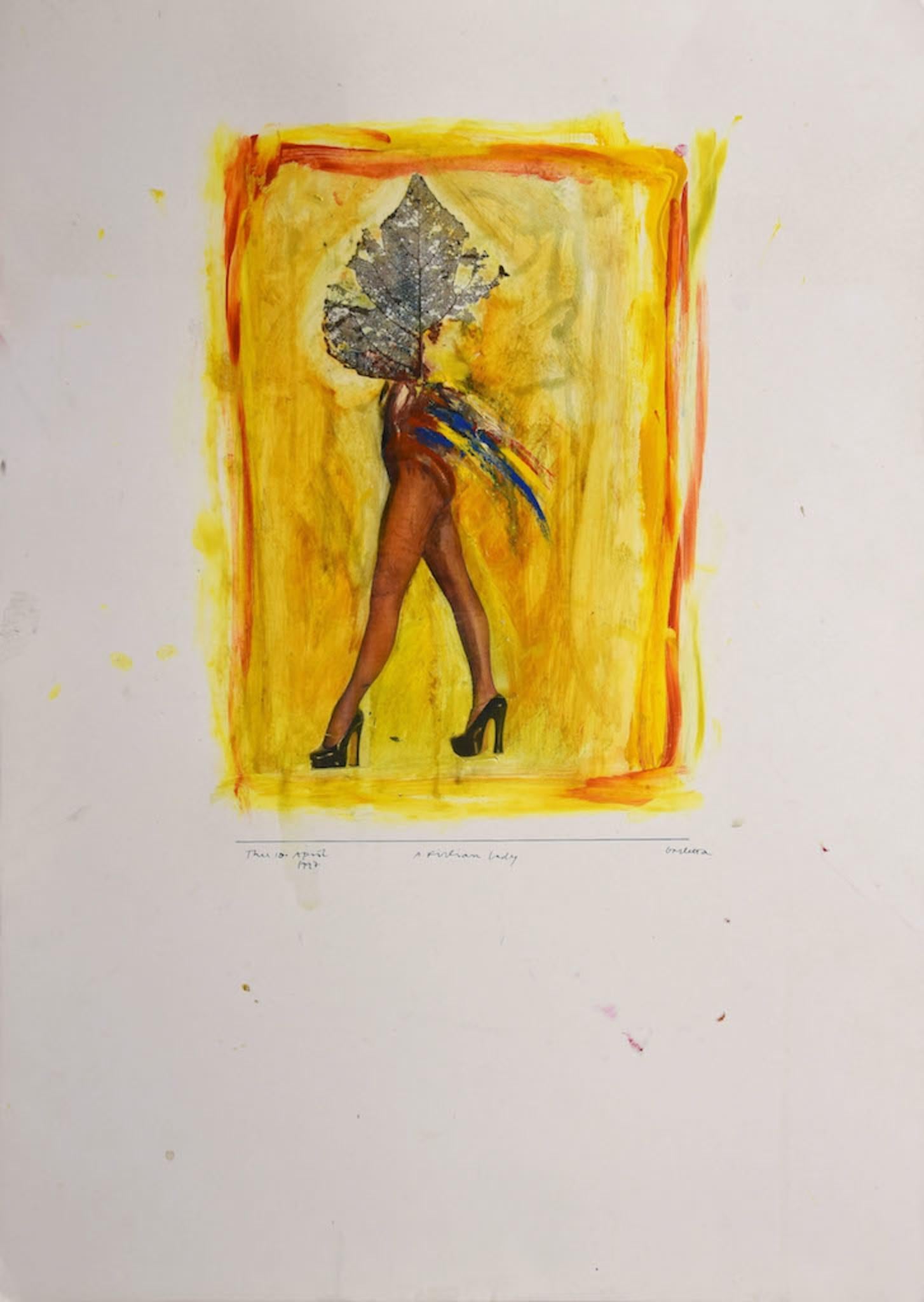 Signora africana - Tecnica mista originale di Sergio Barletta - 1997 in vendita 1