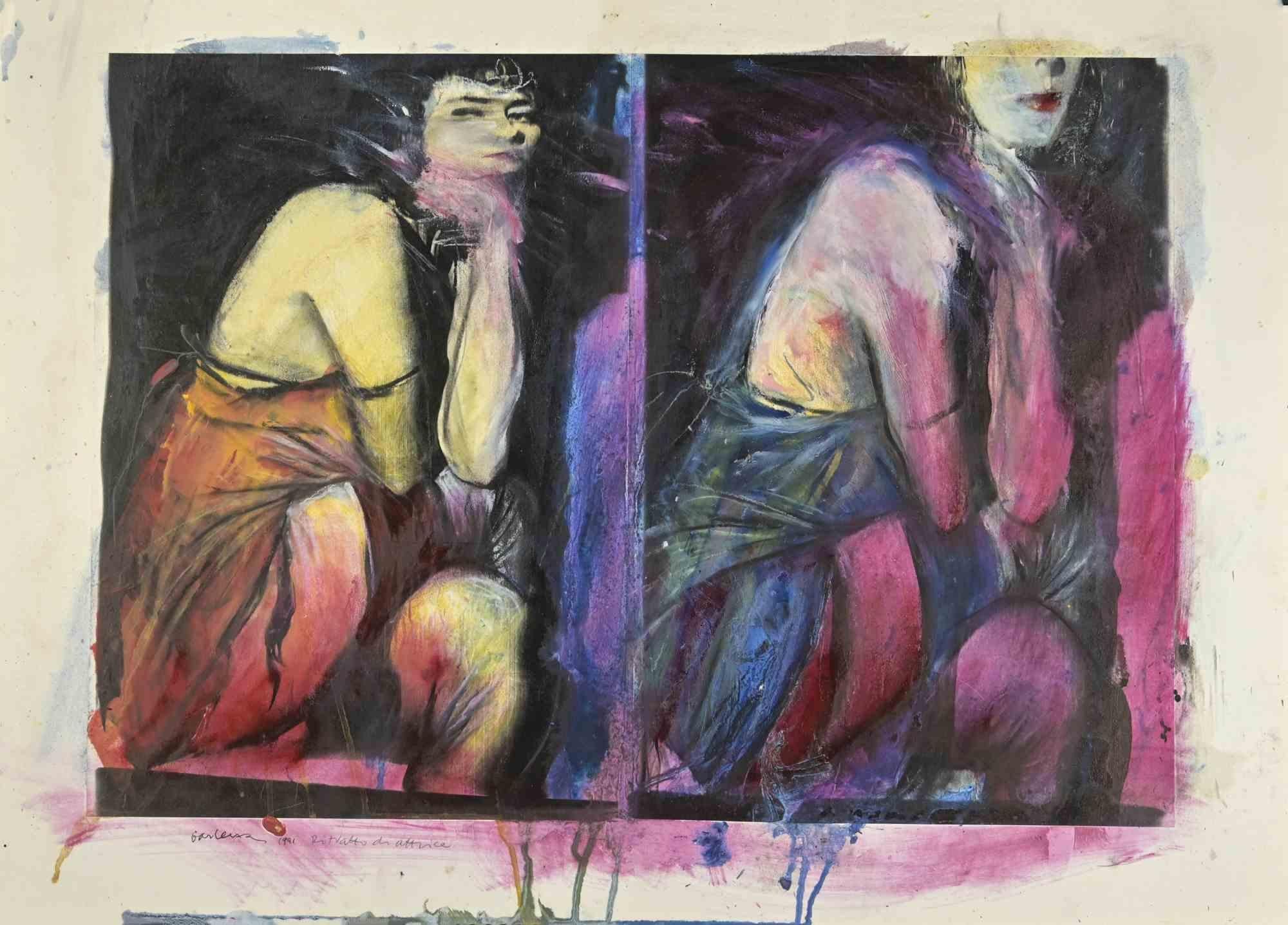 Femme en Larmes – Farbe von Sergio Barletta – 1991