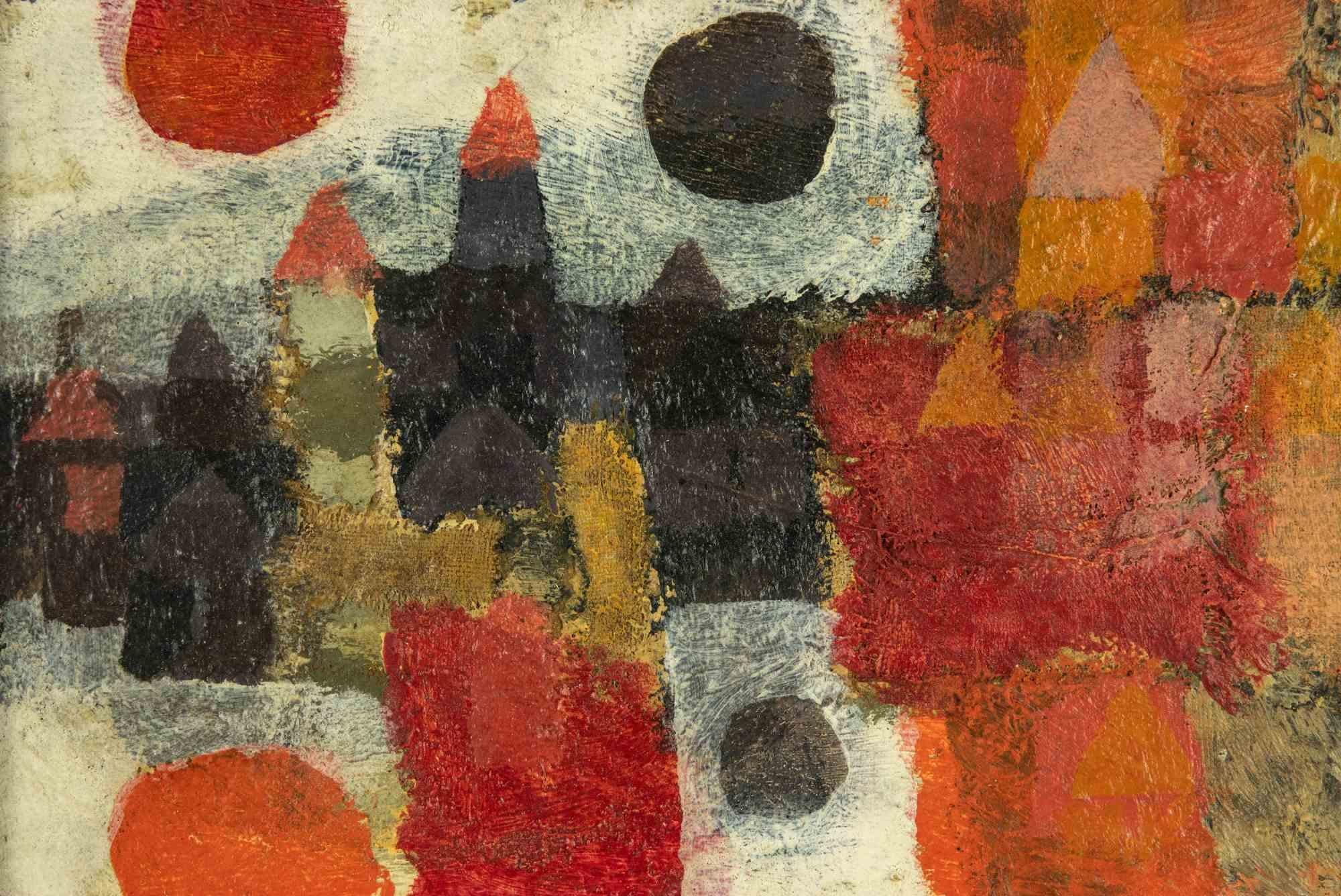 Hommage an Klee ist ein originales zeitgenössisches Kunstwerk von Sergio Barletta aus dem Jahr 1960.

Gemischtes farbiges Öl auf Masonit.

Inklusive Rahmen: 78 x 26 cm

Am oberen Rand handsigniert und datiert.