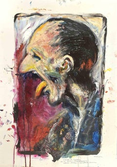 Retro Portrait of Ligabue - Paint by Sergio Barletta - 1997