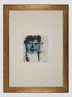 Blaues Gesicht – Lithographie von Sergio Barletta – 1960