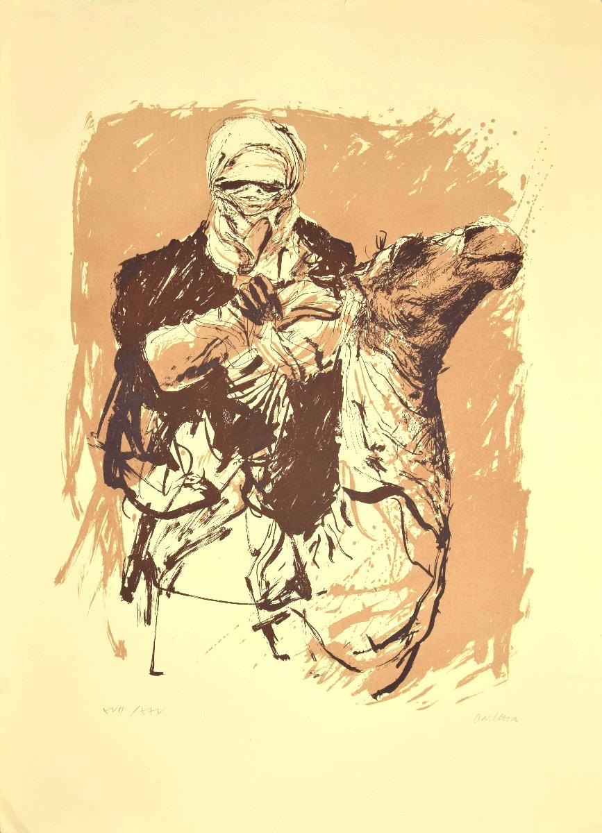 Camel rider est une lithographie originale sur carton, réalisée par Sergio Barletta dans les années 1980.

Signé à la main au crayon en bas à droite.

Numéroté en chiffres romains au crayon en bas à gauche, Edition de XVII/XXV.

En bonnes