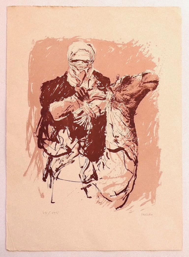 Camel Rider is an original lithograph on cardboard, realized by Sergio Barletta in 1980s.

Hand-signed on the lower right.

Edition XV/XXV

In good conditions.

This wonderful lithograph represents a camel rider in a brownish composition

Sergio