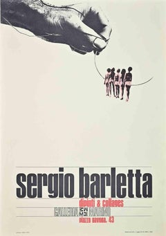 Dipinti e collage. Manifesto della mostra - Stampa offset di Sergio Barletta - Anni '70